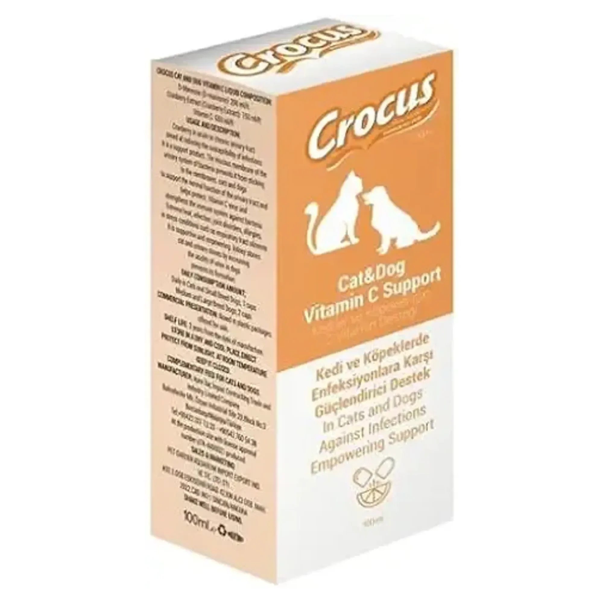 Crocus Kedi ve Köpekler İçin Enfeksiyon Karşıtı Destekleyici C Vitamini 100 mL