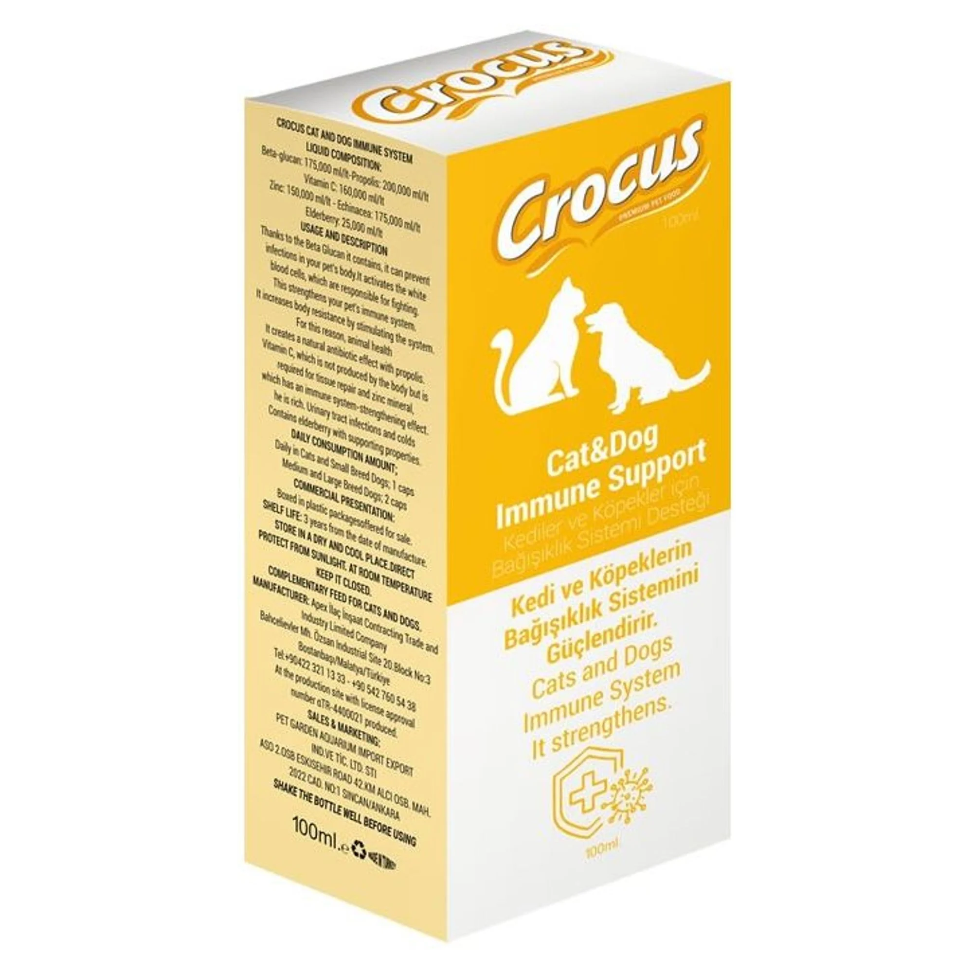 Crocus Kedi ve Köpekler İçin Bağışıklık Destekleyici Takviye 100 mL