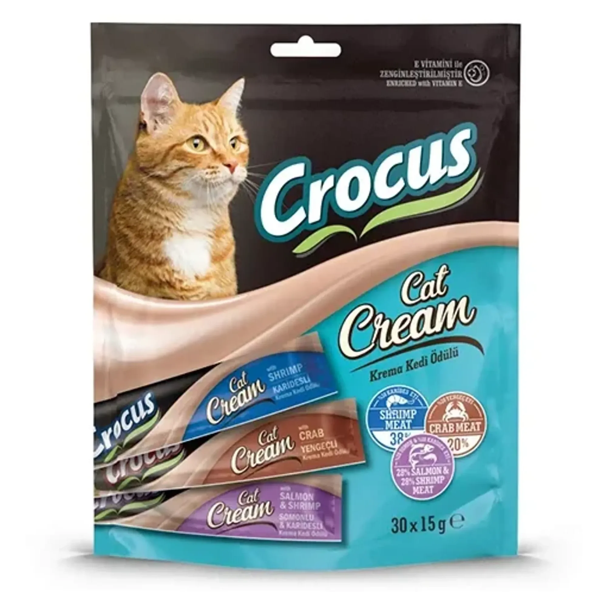 Crocus Somonlu & Karidesli & Yengeçli Çoklu Kedi Ödülü 30x15G
