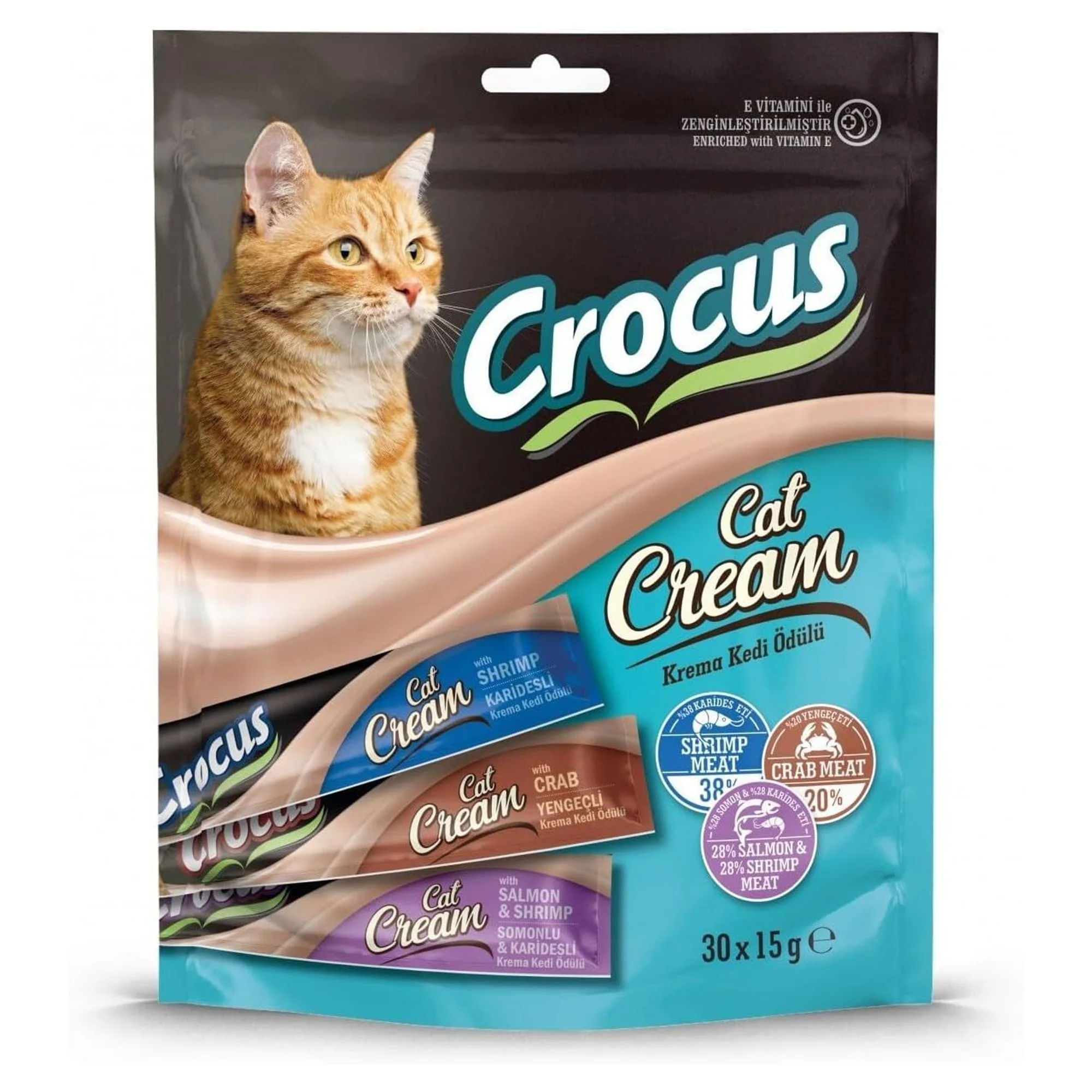 Crocus Somonlu & Karidesli & Yengeçli Çoklu Kedi Ödülü 30x15G