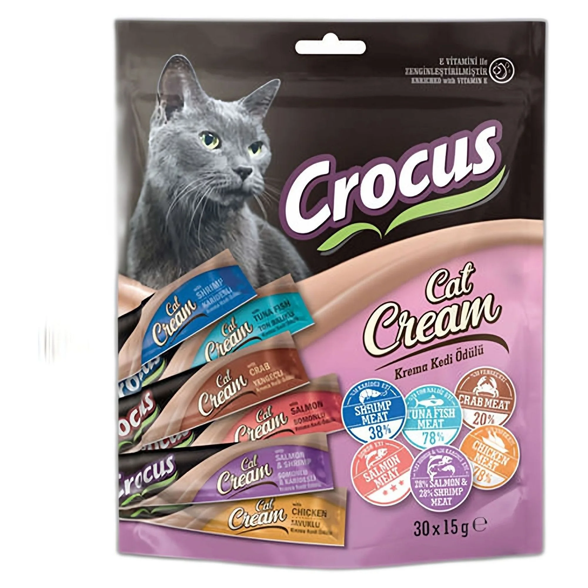 Crocus 6 Çeşit Krema Kedi Ödülü 30x15G