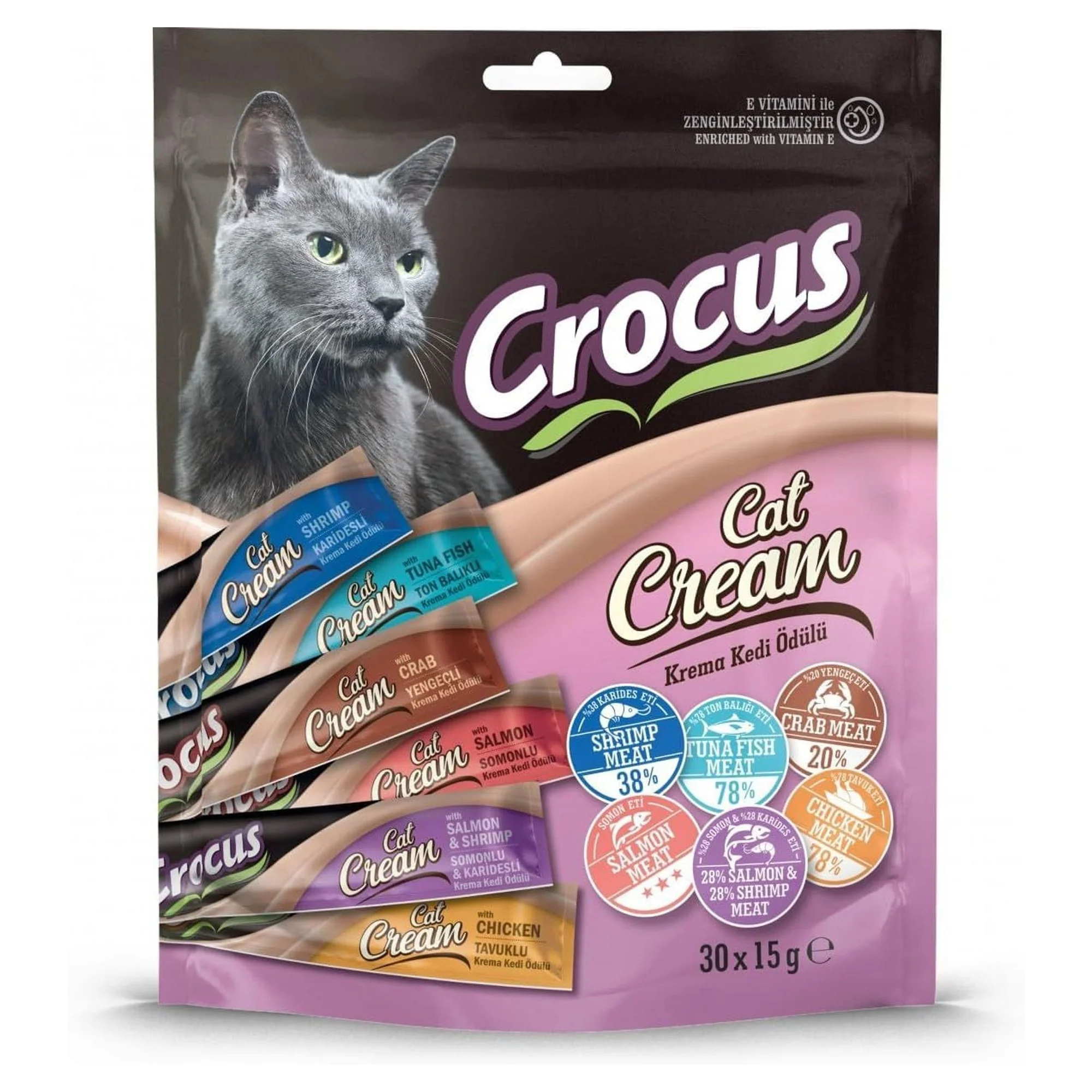 Crocus 6 Çeşit Krema Kedi Ödülü 30x15G