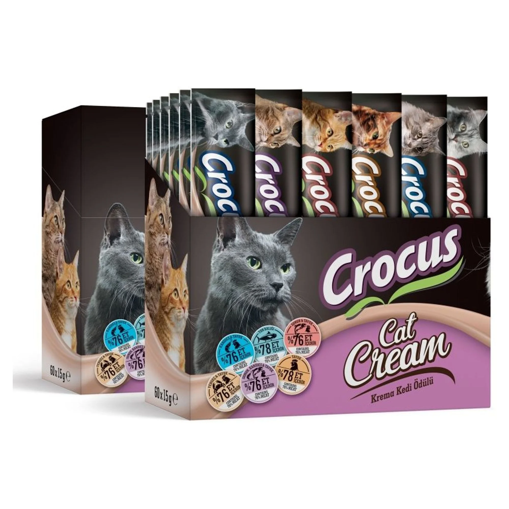 Crocus Multipack 6 Çeşit Krema Kedi Ödül Maması 60x15 G