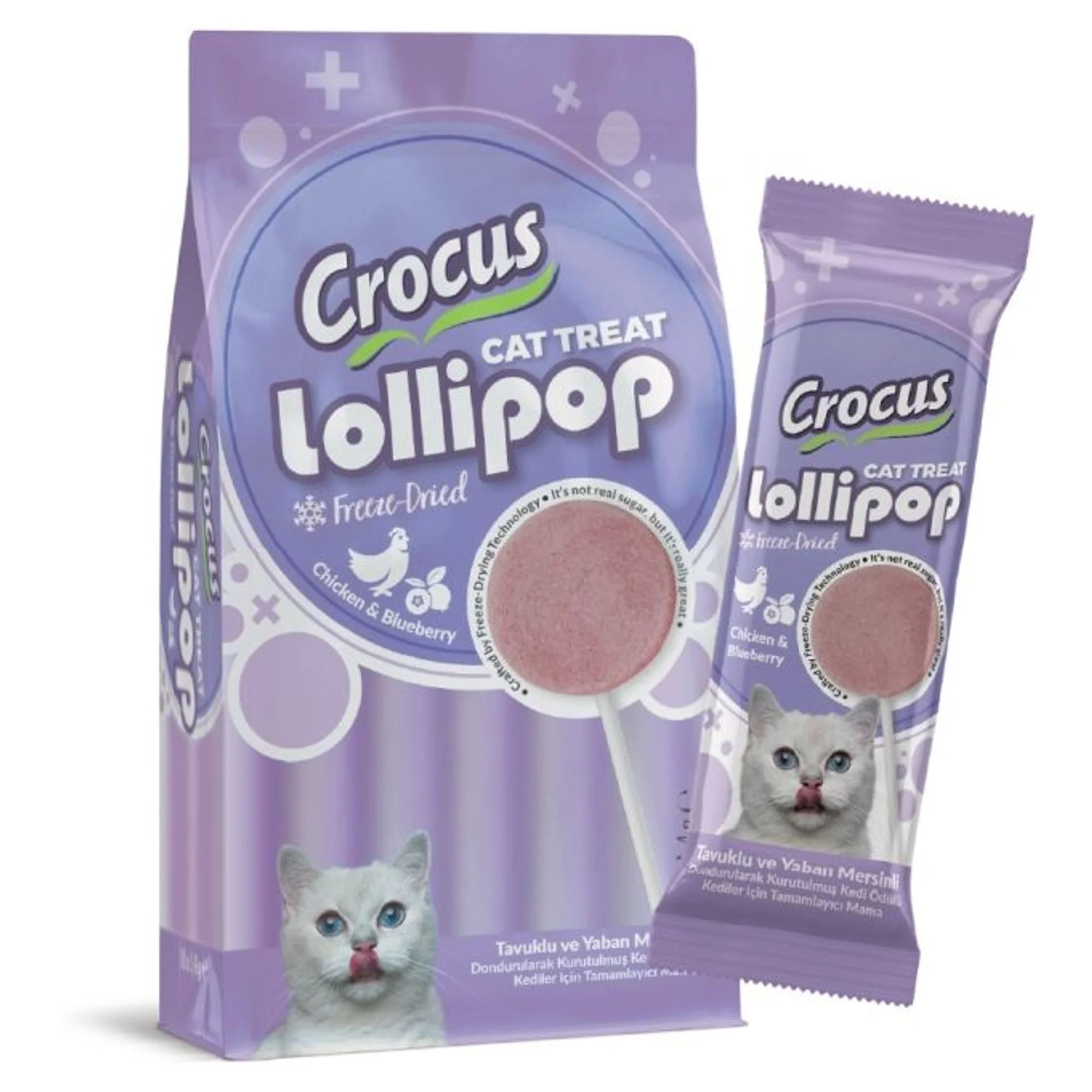 Crocus Tavuklu ve Yaban Mersinli Kedi Lolipopu 1.4 G