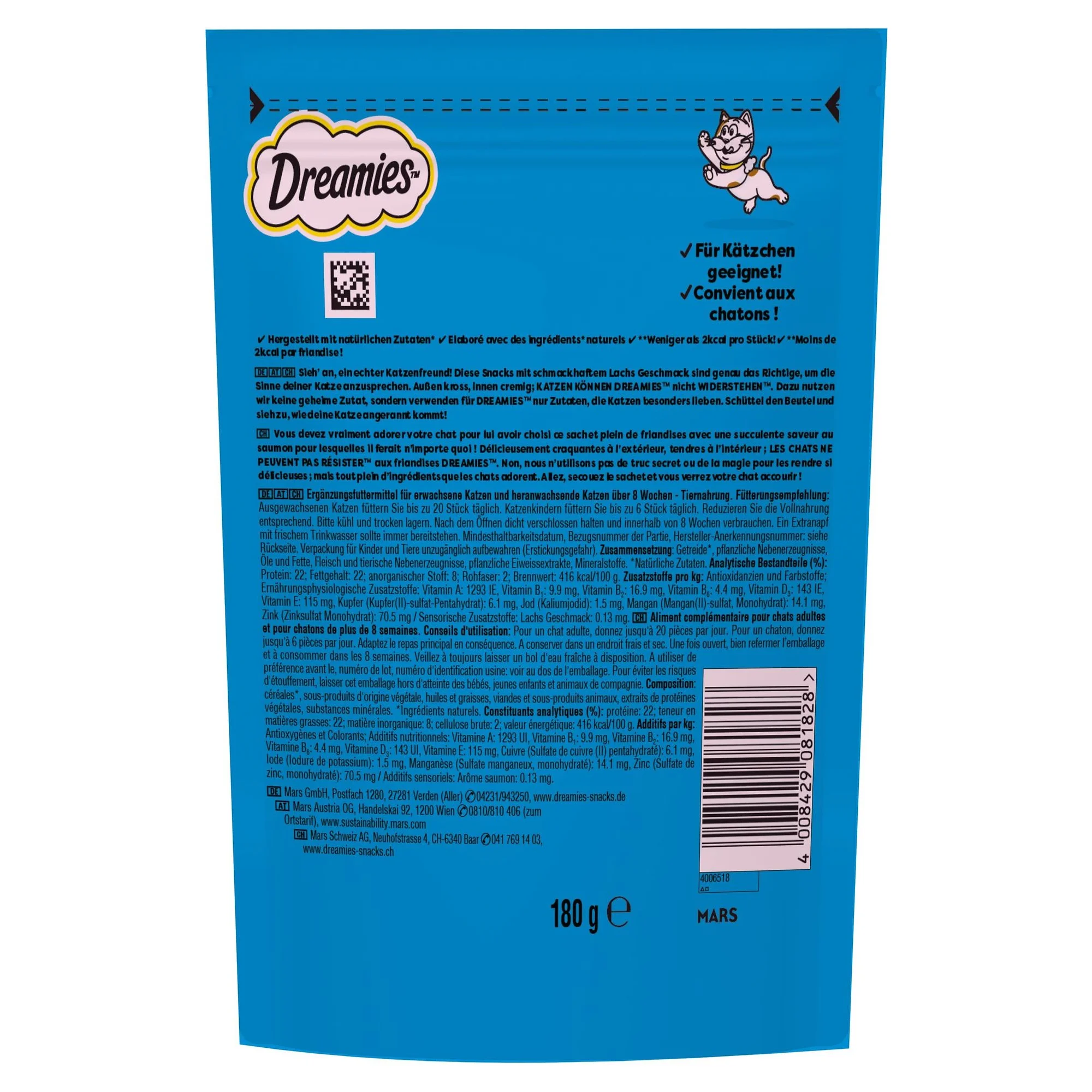 Dreamies Mega Pack Somonlu Yetişkin Kedi Dolgulu Ödül Maması 180 G — 188 g — Görsel 2