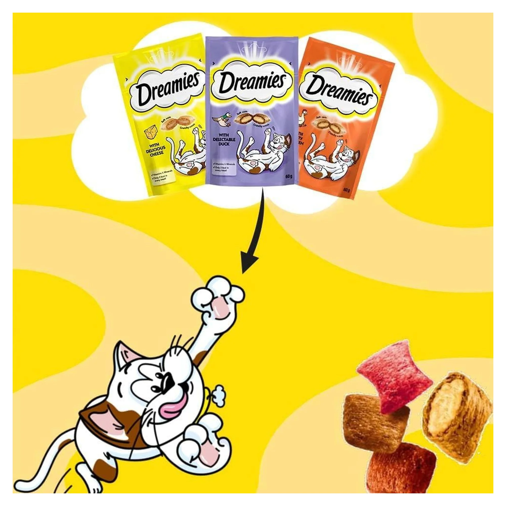 Dreamies Somon ve Peynirli Yetişkin Kedi Dolgulu Ödül Maması 60 G — 70 g — Görsel 4