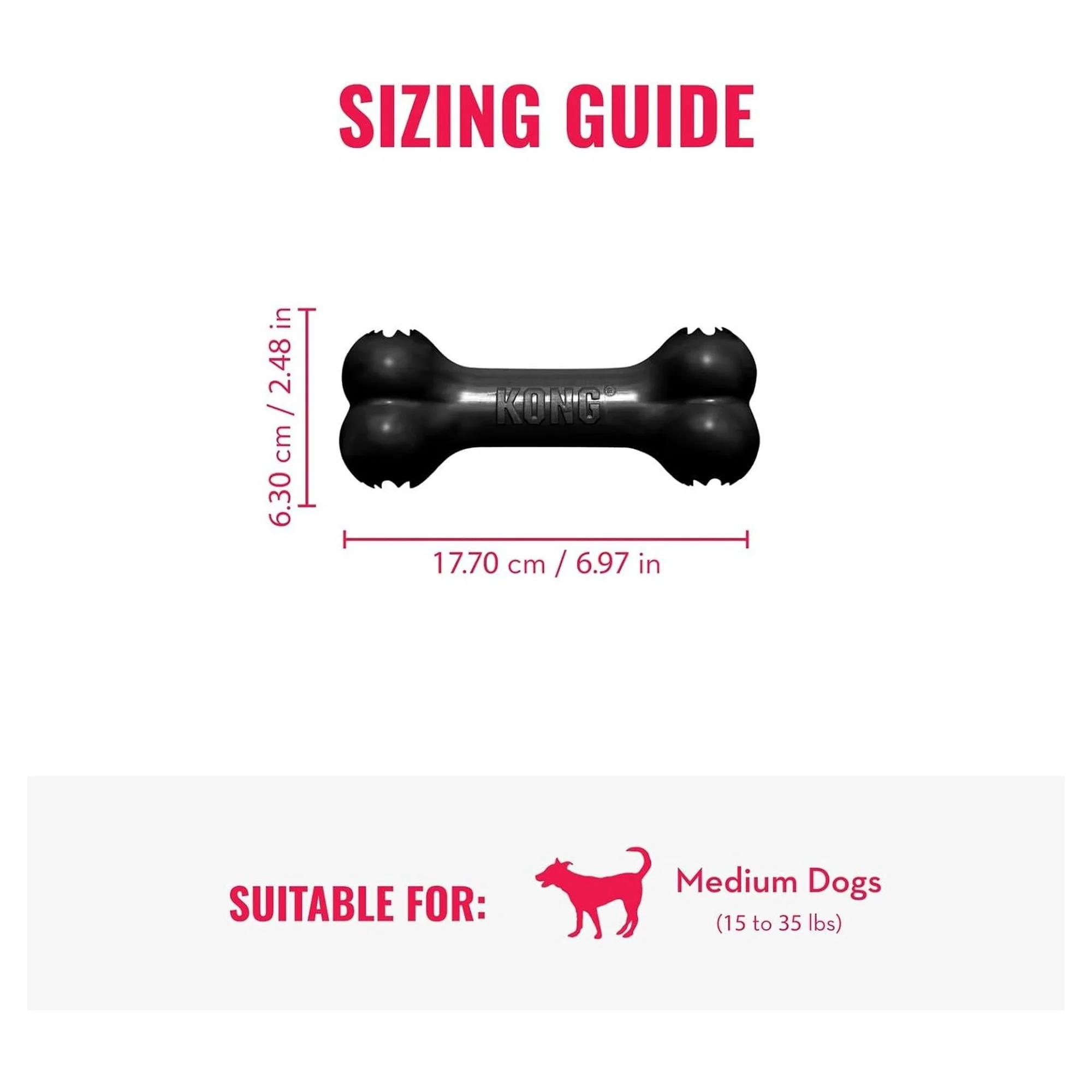 Kong Extreme Goodie Bone Kemik Şeklinde Çok Amaçlı Köpek Oyuncağı Ultra Sert M — Plastik ve Kauçuk Oyuncaklar, 220 g — Görsel 2