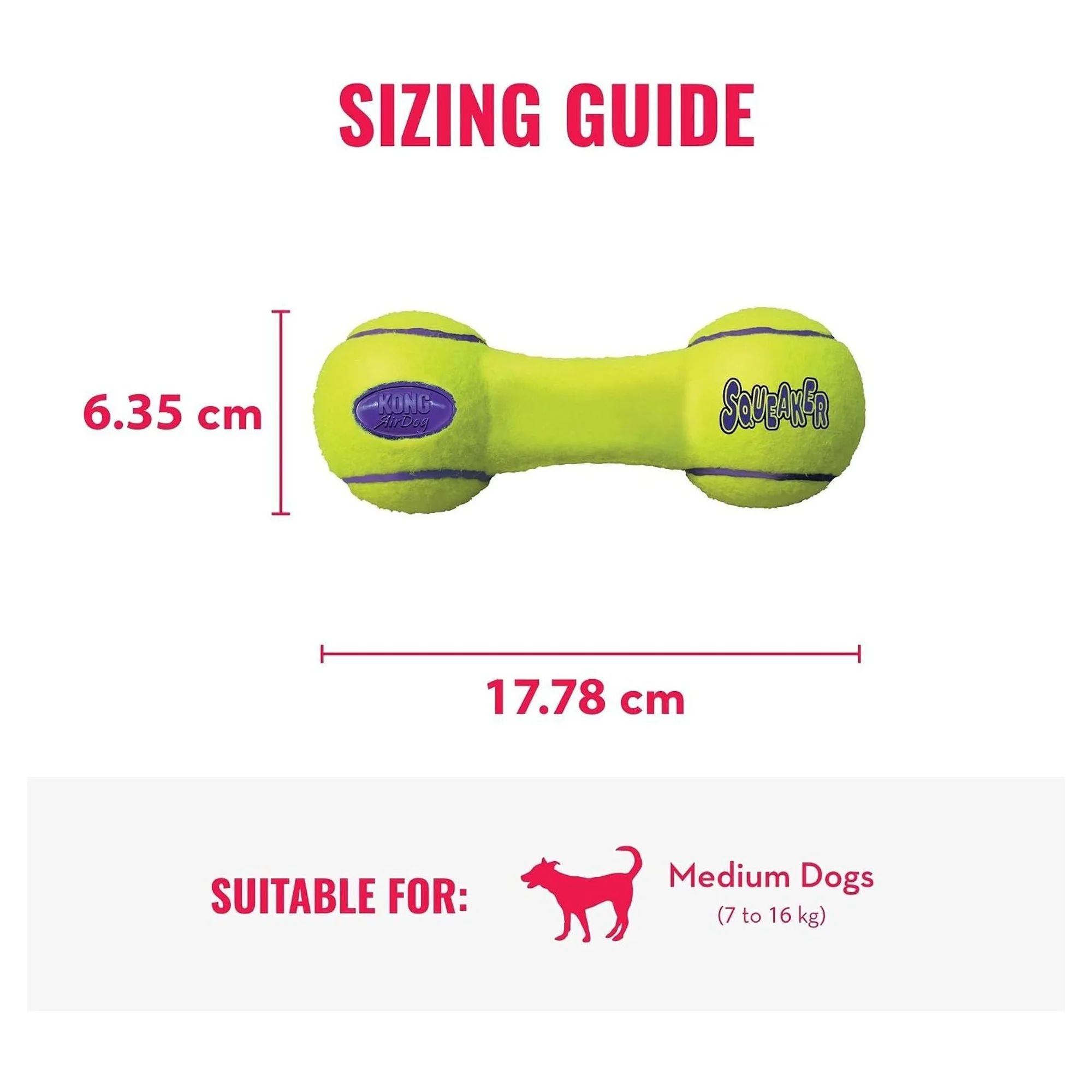 Kong AirDog Dambıl Şeklinde Köpek Oyuncağı M — Plastik ve Kauçuk Oyuncaklar, 220 g — Görsel 3