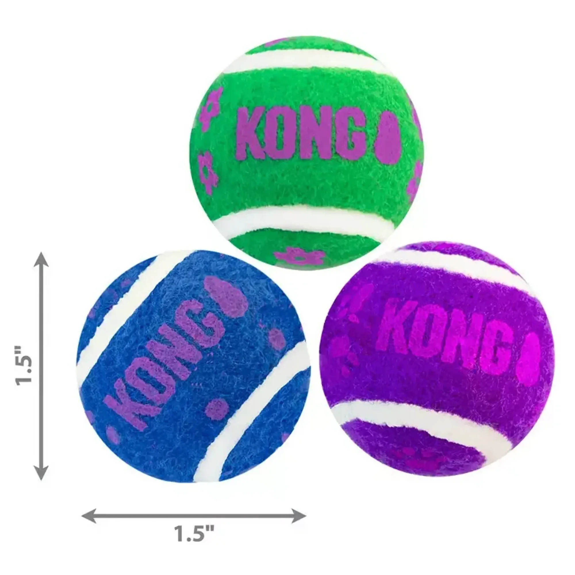 Kong Zilli Tenis Topu Kedi Oyuncağı 3'lü — Top & Zilli Toplar — Görsel 3