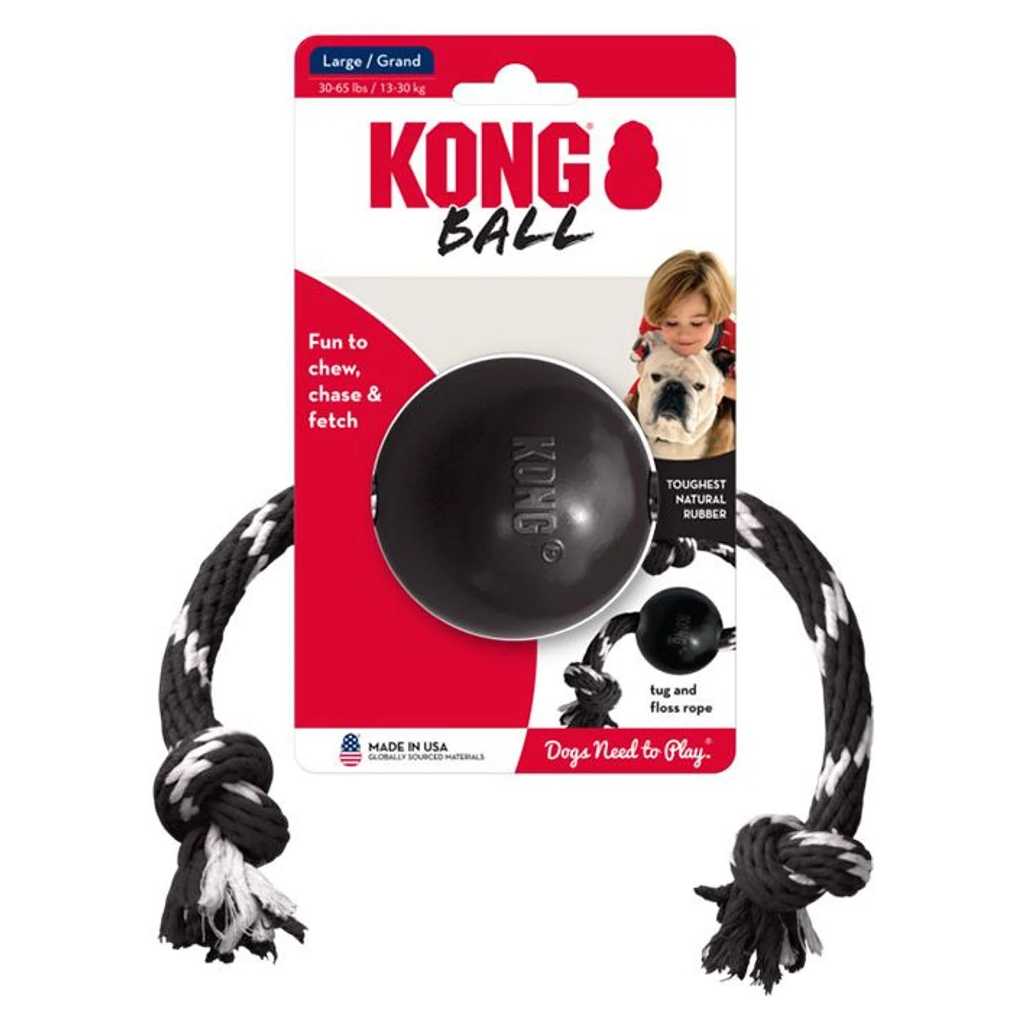 Kong Kong Extreme Top Şeklinde Sesli ve İp Sallantılı Ultra Sert Köpek Diş İpi Oyuncağı L