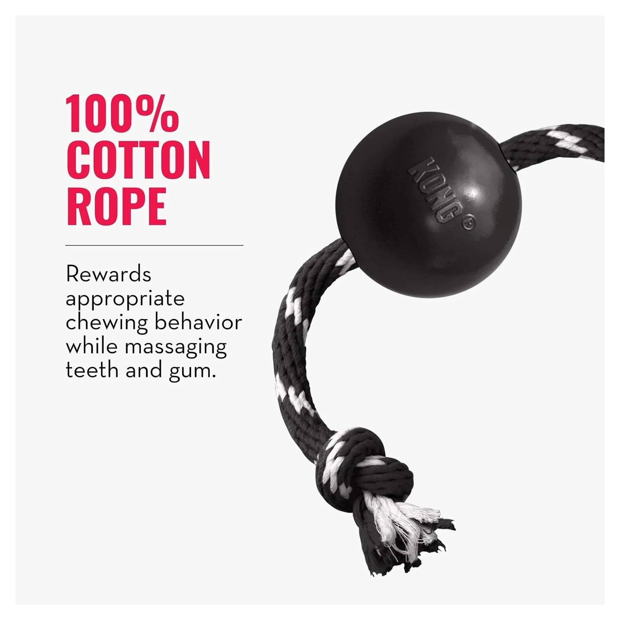 Kong Extreme Top Şeklinde Sesli ve İp Sallantılı Ultra Sert Köpek Diş İpi Oyuncağı L — Diş İpleri, 220 g — Görsel 5