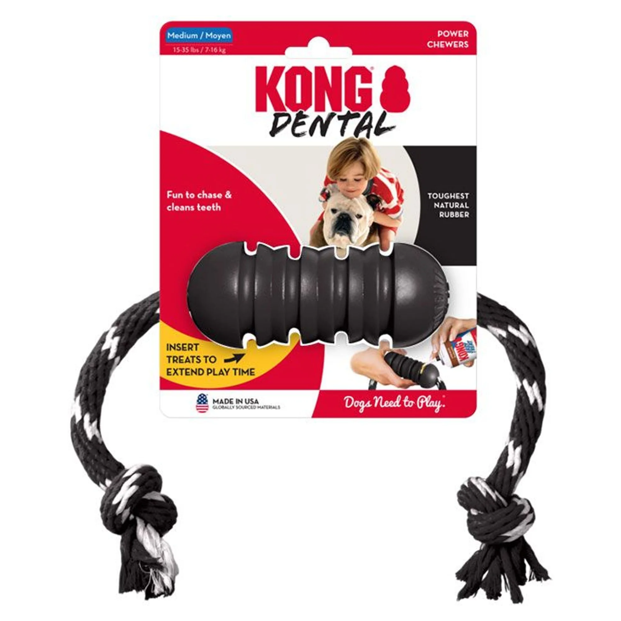 Kong Kong Extreme Dental Diş Temizliği Sağlayan İp Sallantılı Köpek Oyuncağı Ultra Sert M