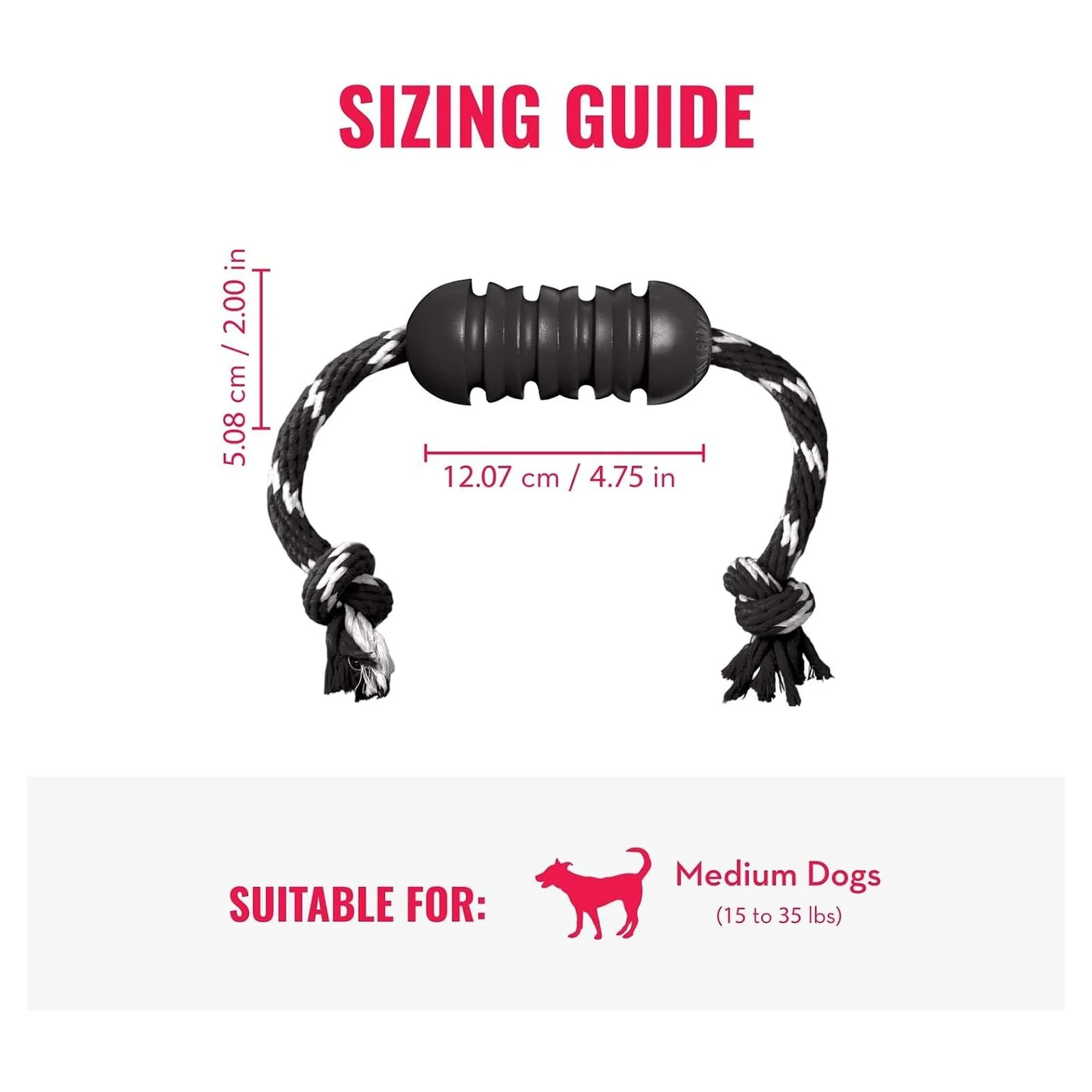 Kong Extreme Dental Diş Temizliği Sağlayan İp Sallantılı Köpek Oyuncağı Ultra Sert M — Diş İpleri, 220 g — Görsel 2