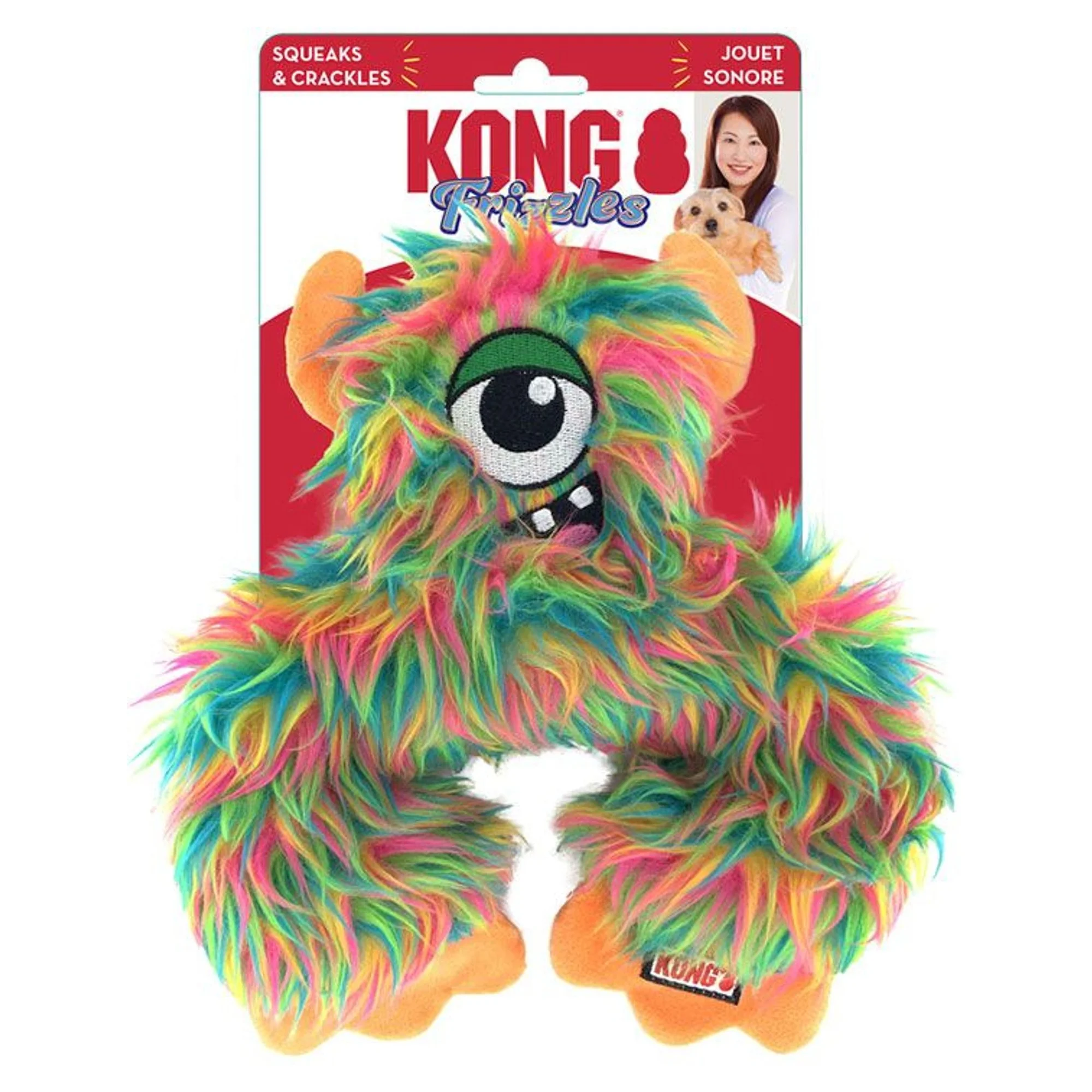 Kong Kong Frizzles Frazzle Tek Gözlü Sevimli Canavar Sesli Peluş Köpek Oyuncağı M