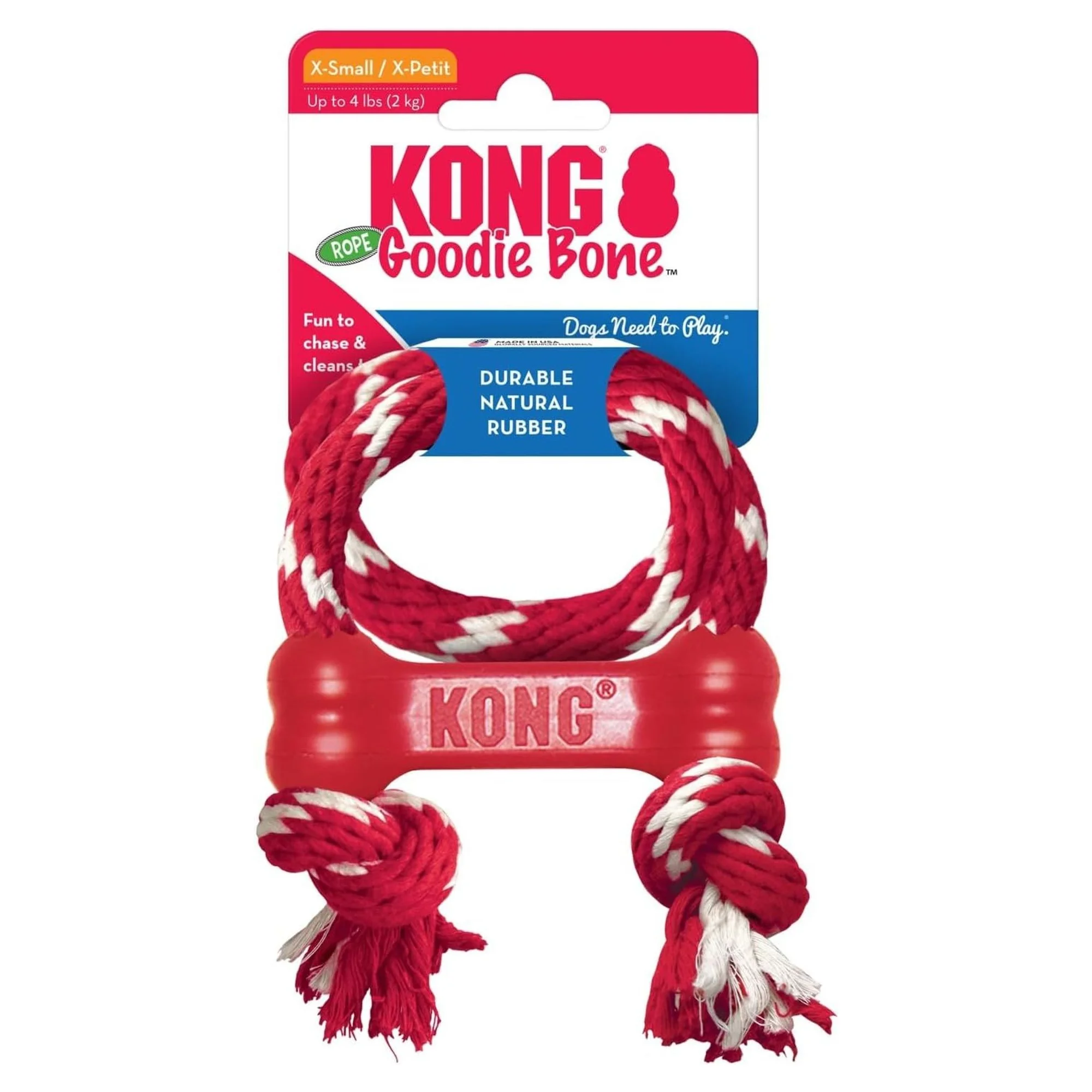 Kong Goodie Bone Kemik Şeklinde İp Sallantılı Çok Amaçlı Köpek Oyuncağı XS