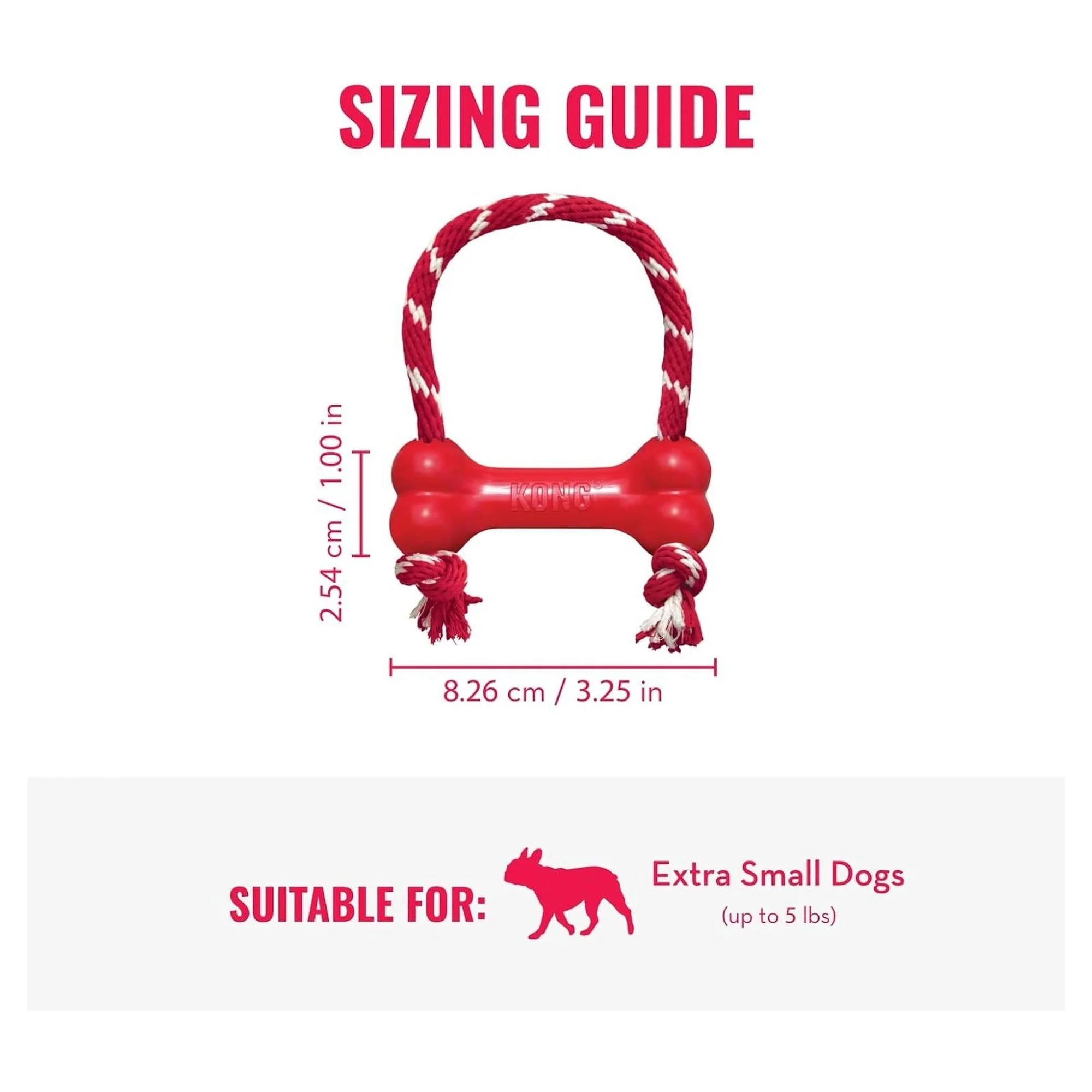 Kong Goodie Bone Kemik Şeklinde İp Sallantılı Çok Amaçlı Köpek Oyuncağı XS — Diş İpleri, 120 g — Görsel 2