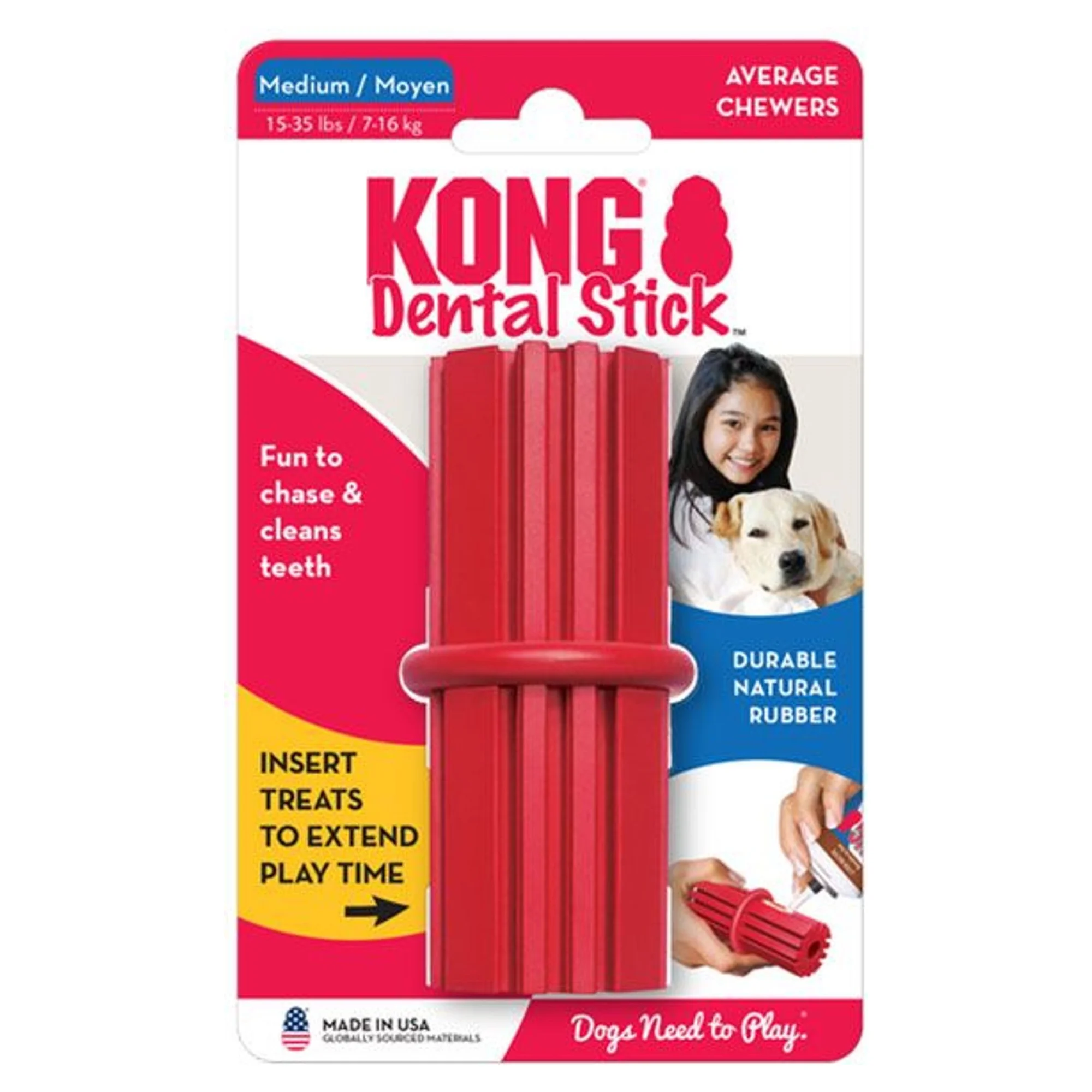 Kong Kong Dental Stick Diş Temizliği Sağlayan Çok Amaçlı Köpek Oyuncağı M