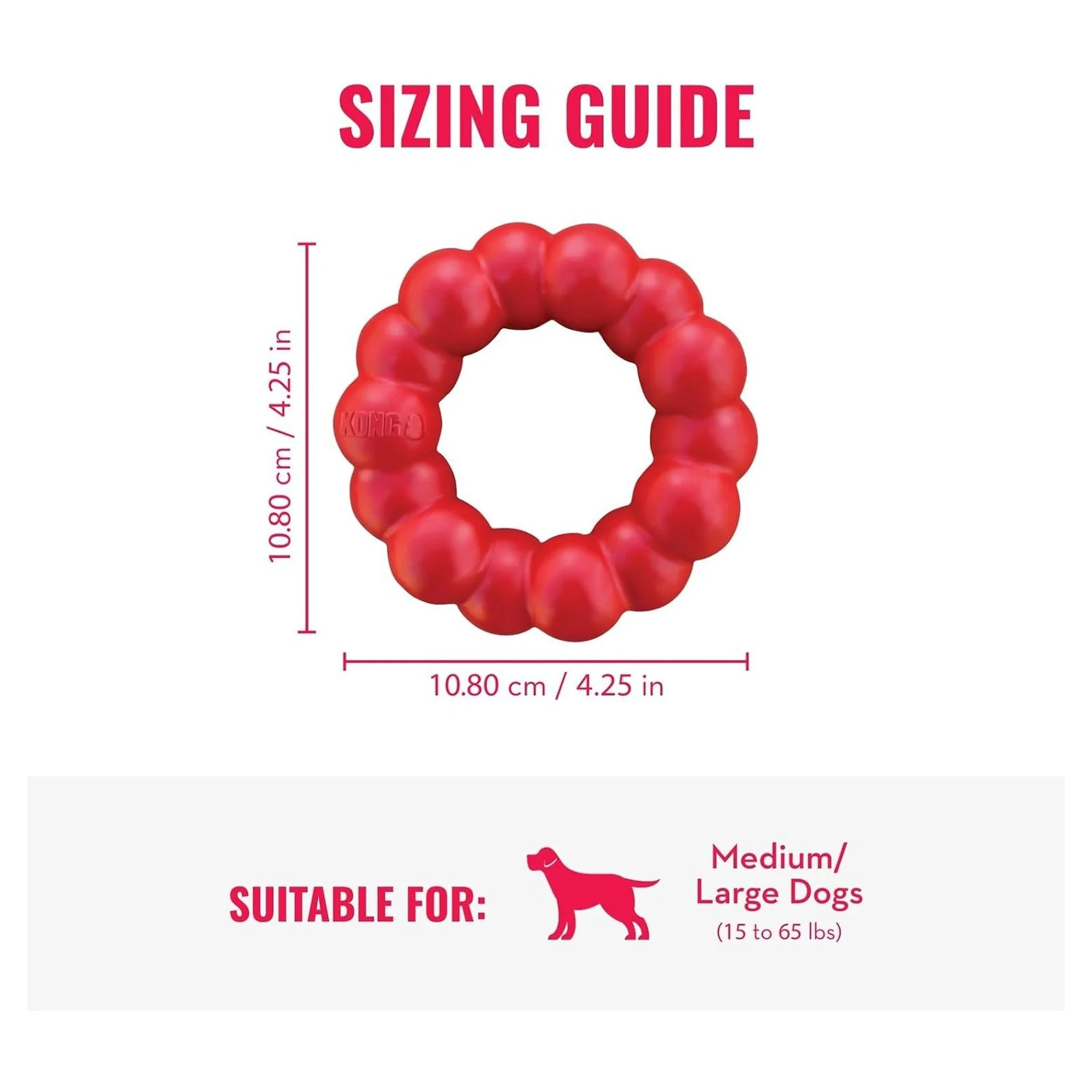 Kong Ring Köpekler için Yüzük Şeklinde Çok Amaçlı Isırma Oyuncağı M/L — Plastik ve Kauçuk Oyuncaklar, 230 g — Görsel 2