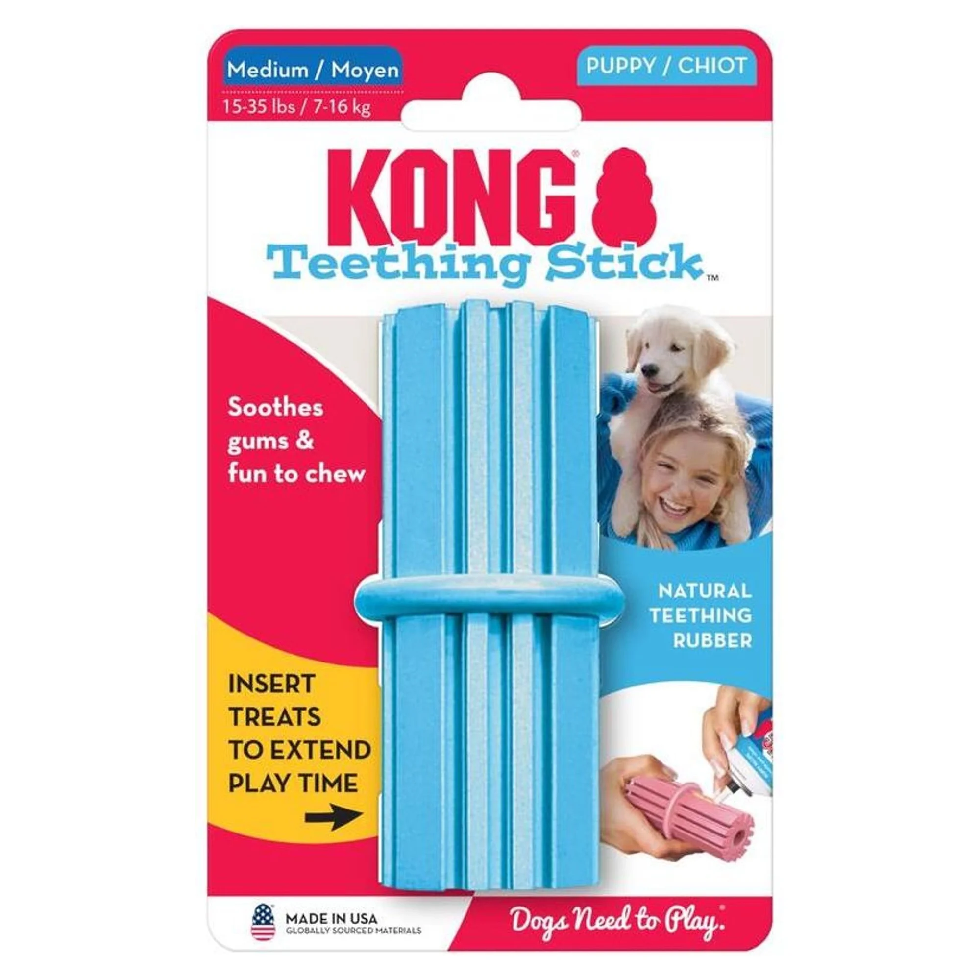 Kong Kong Puppy Teething Stick Diş Temizliği Sağlayan Çok Amaçlı Yavru Köpek Oyuncağı M