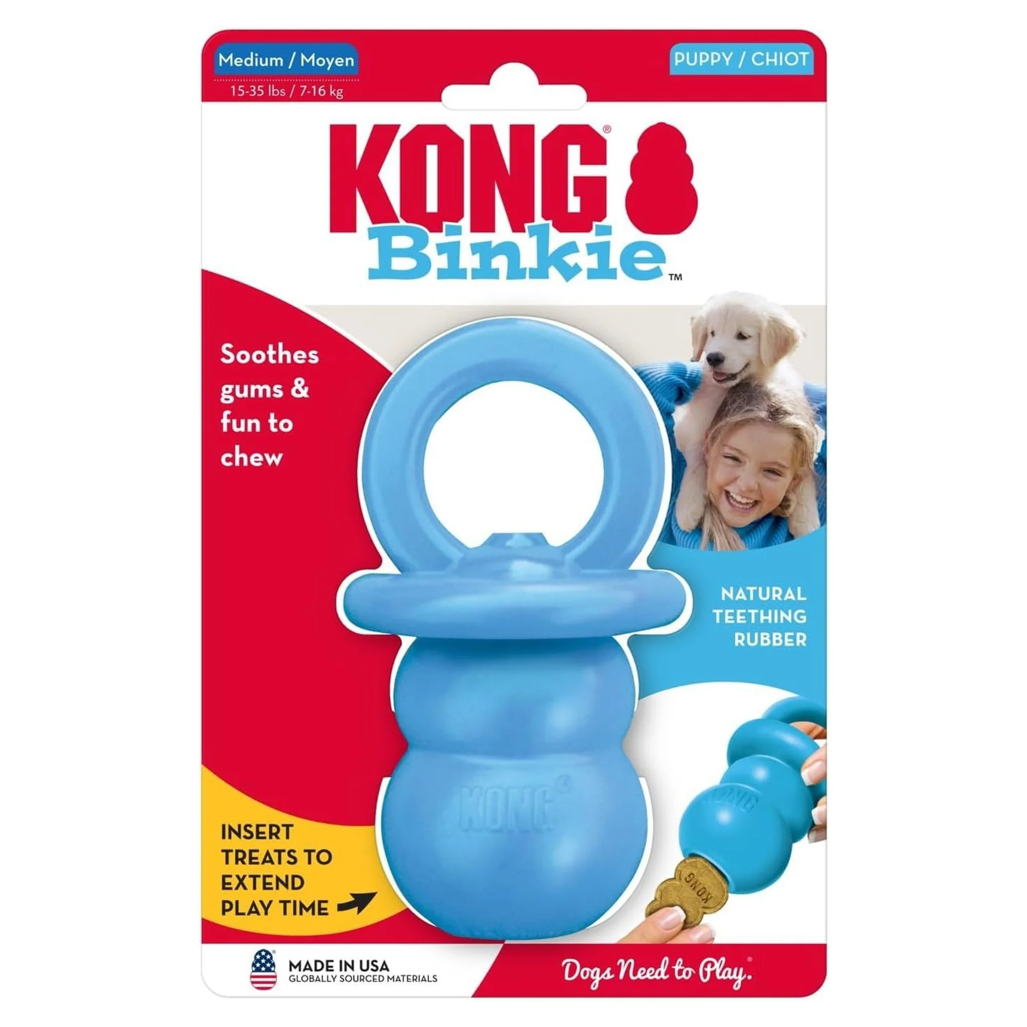 Kong Puppy Binkie Tutma Yeri Olan Yavru Köpek Oyuncağı M
