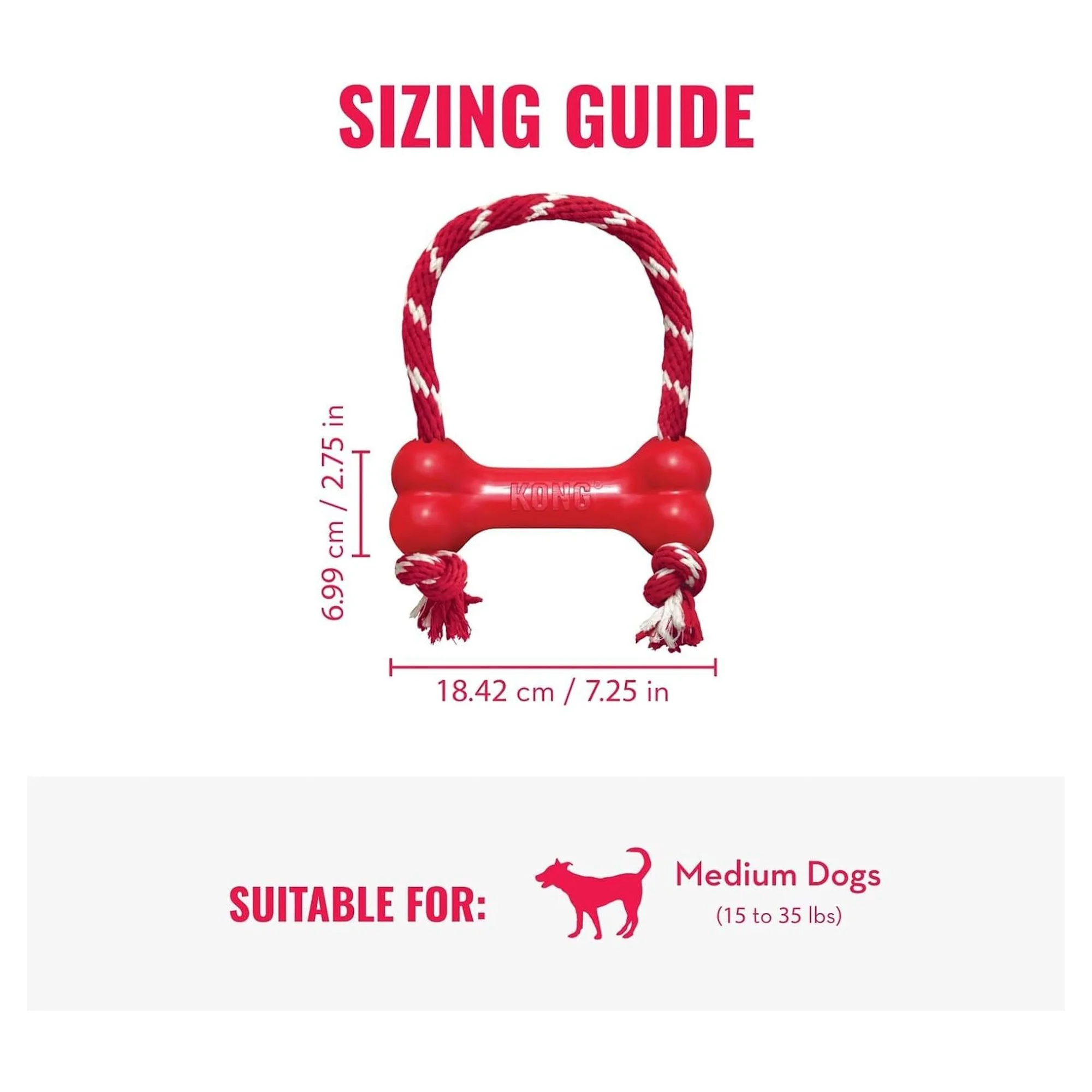 Kong Goodie Bone Kemik Şeklinde Çok Amaçlı İp Sallantılı Köpek Diş İpi Oyuncağı M — Diş İpleri, 330 g — Görsel 2
