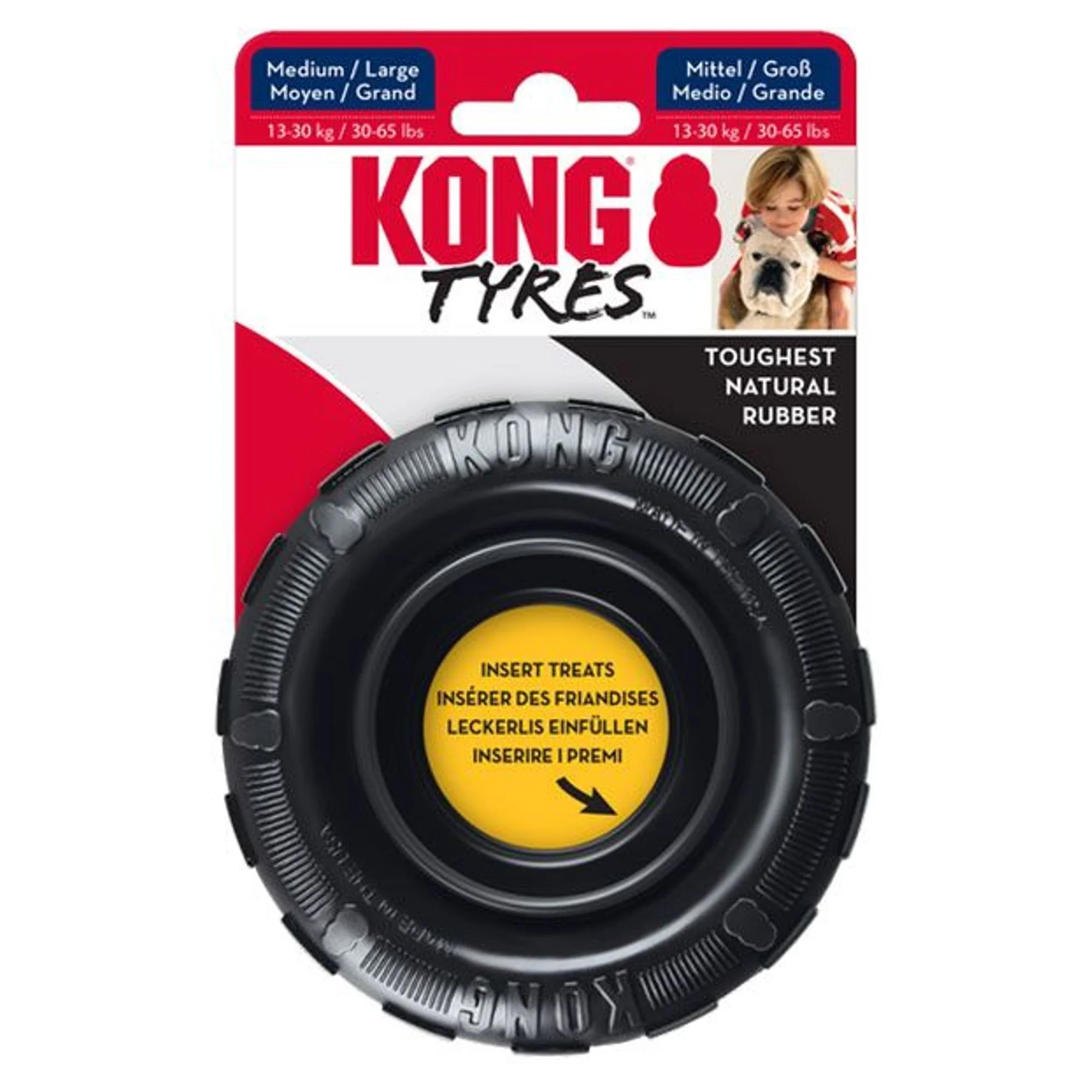 Kong Kong Extreme Tires Delikli Tekerlek Şeklinde Ultra Sert Köpek Oyuncağı M/L