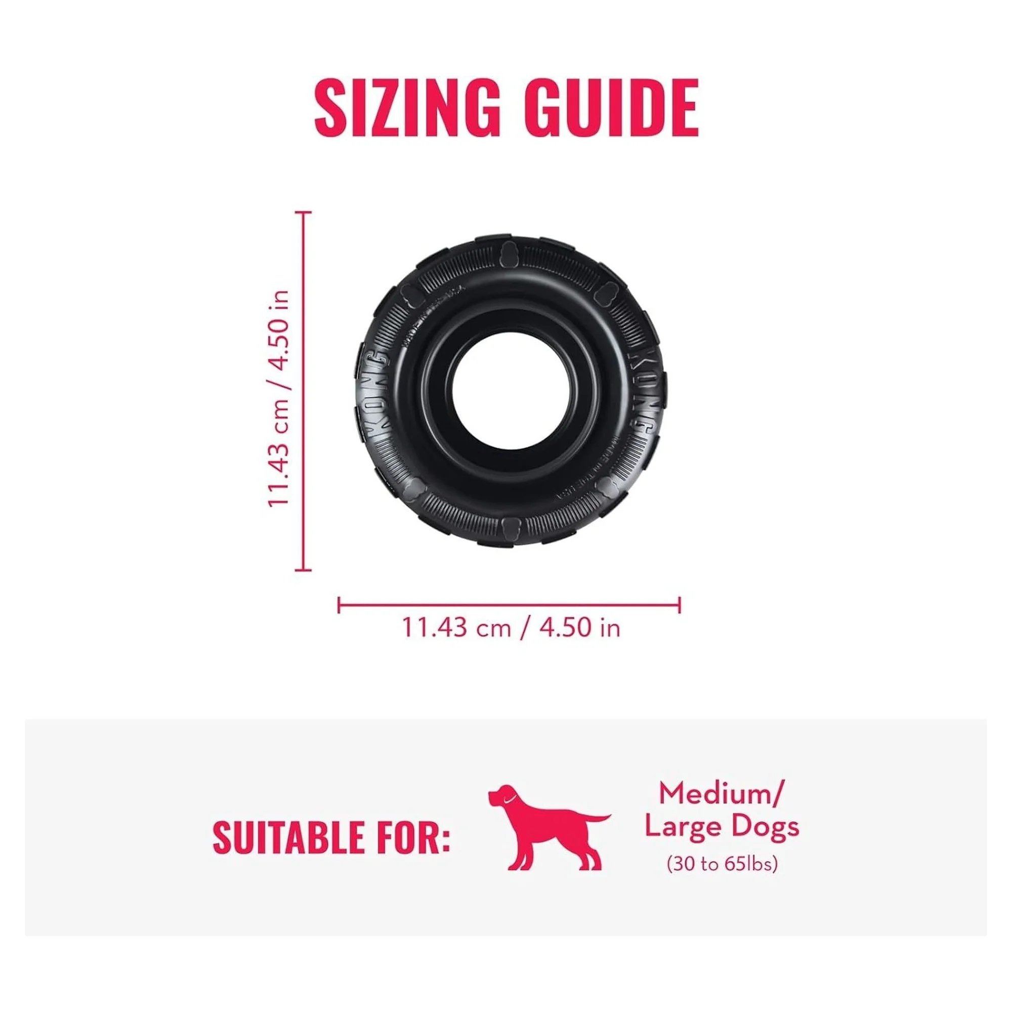 Kong Extreme Tires Delikli Tekerlek Şeklinde Ultra Sert Köpek Oyuncağı M/L — Oyuncaklar, 160 g — Görsel 2