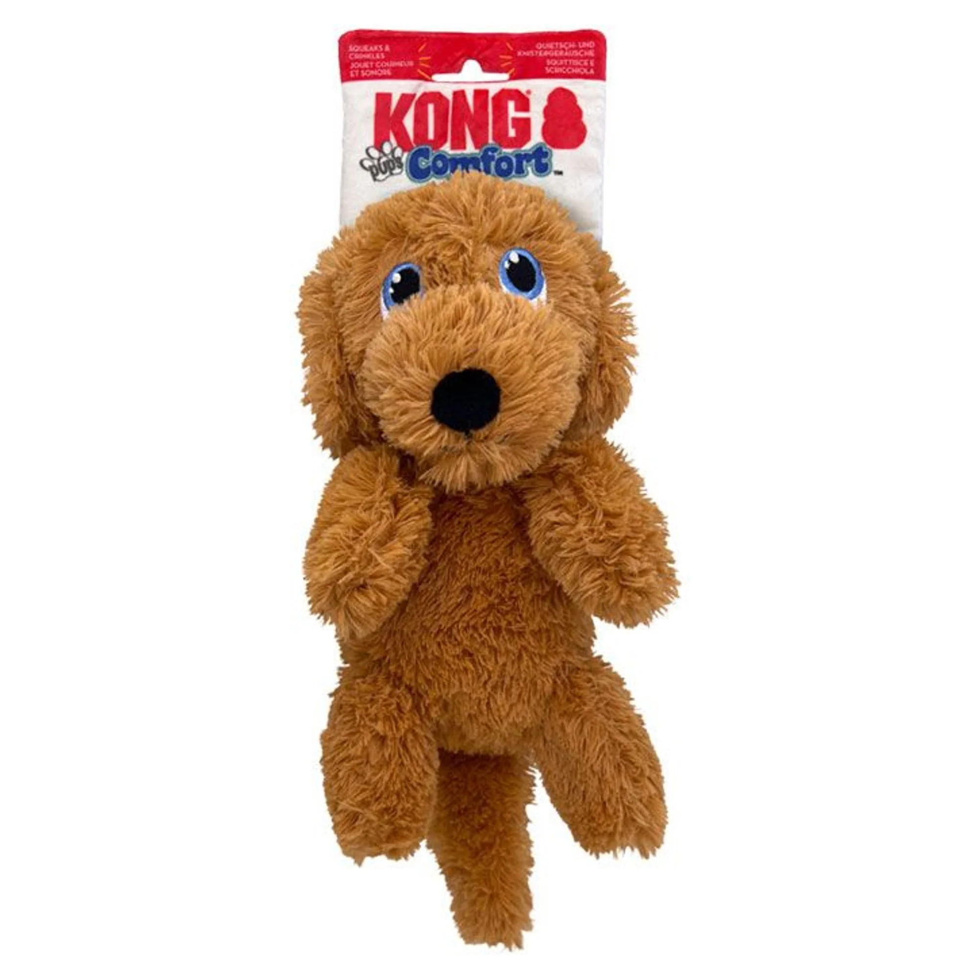 Kong Kong Comfort Pups Goldie Köpek Şeklinde Peluş Köpek Oyuncağı M
