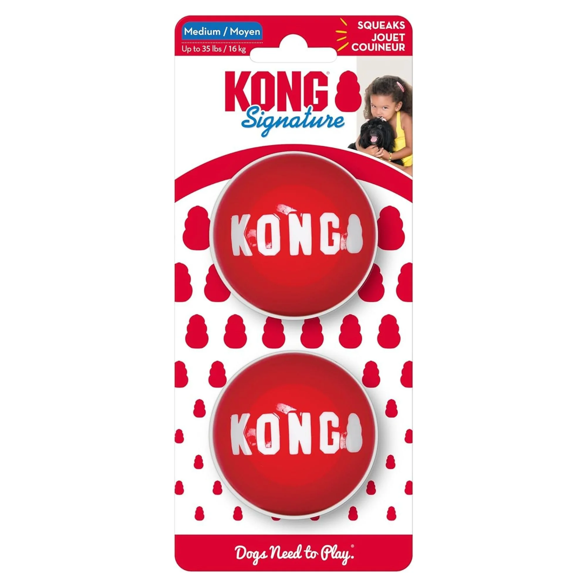 Kong Signature Ball Top Şeklinde Köpek Oyuncağı M 2'li Paket