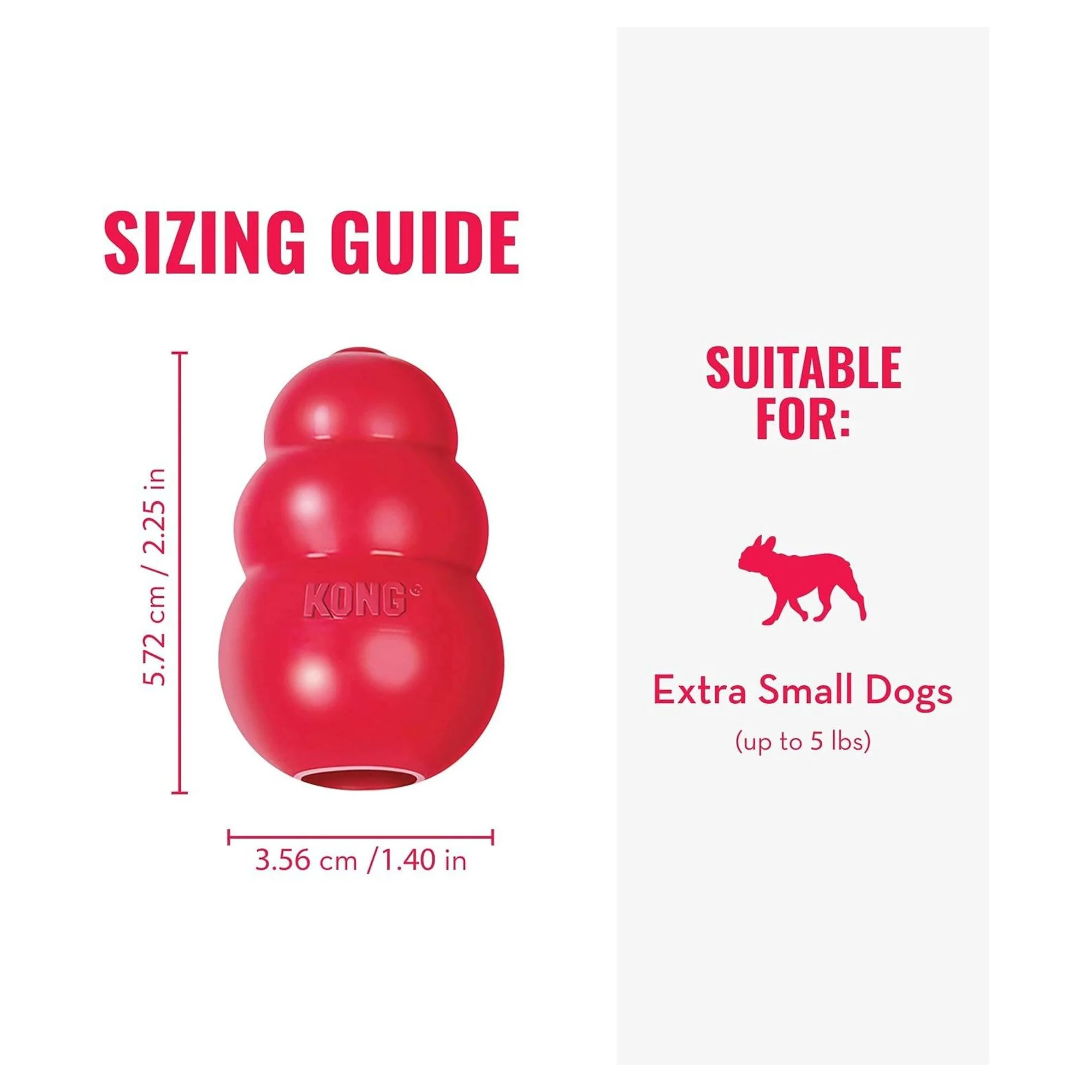 Kong Classic Çok Amaçlı Isırma Oyuncağı Köpekler İçin Plastik ve Kauçuk Oyuncak XS — Plastik ve Kauçuk Oyuncaklar, 110 g — Görsel 3