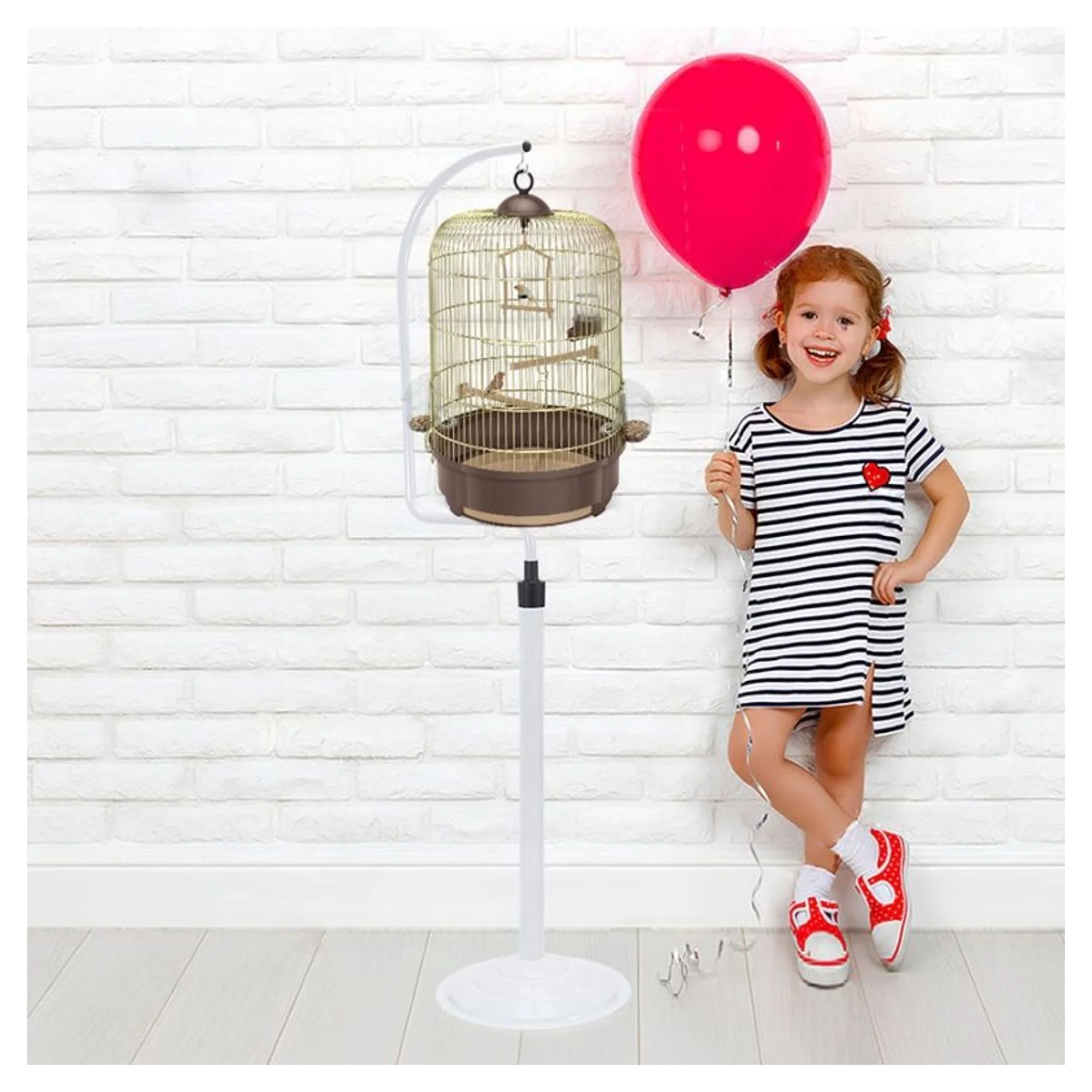 Imac Milly Yuvarlak Bej/Beyaz Kuş Kafesi 2'li 33x53 CM — Kuş Kafesleri — Görsel 2
