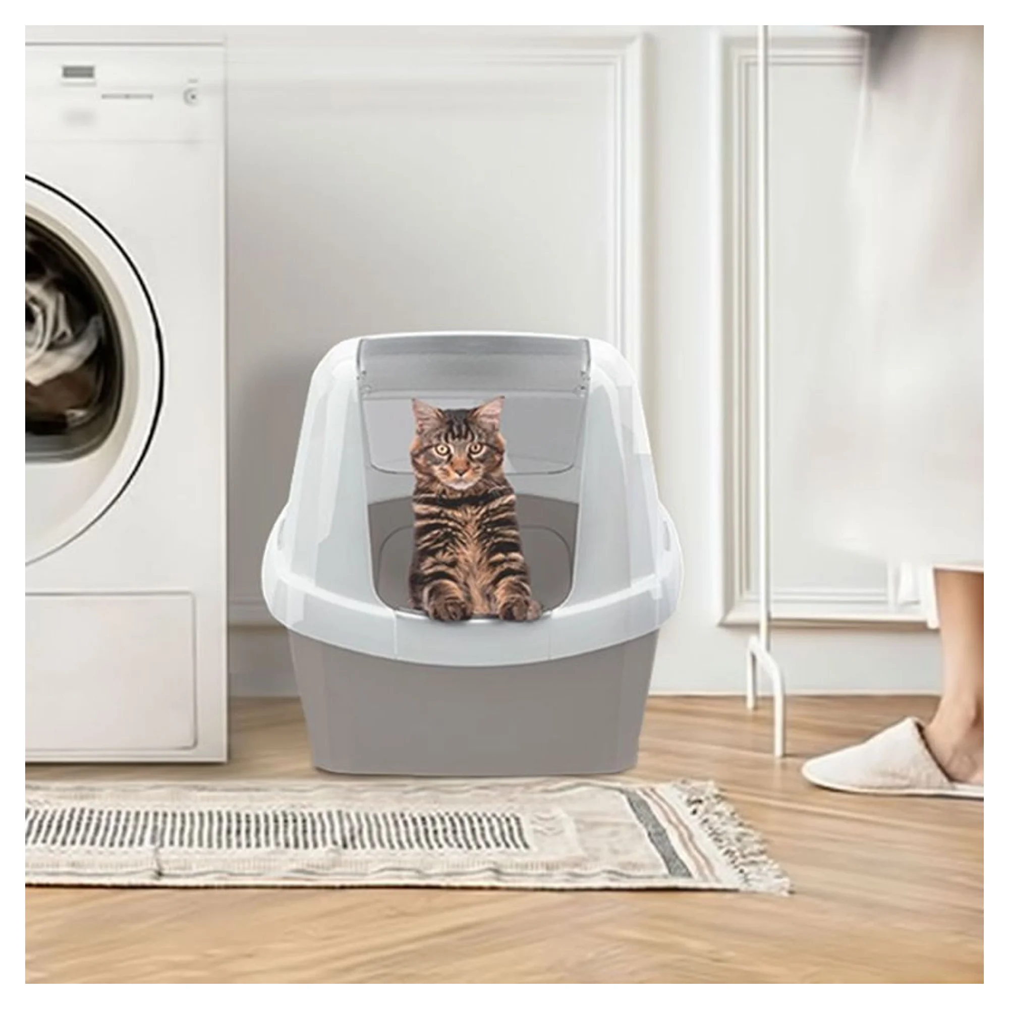 Imac Maddy Kapalı Kedi Tuvaleti Bej/Beyaz 65x47,5x47,5 cm — Kedi Tuvalet Ürünleri, 3 kg — Görsel 2