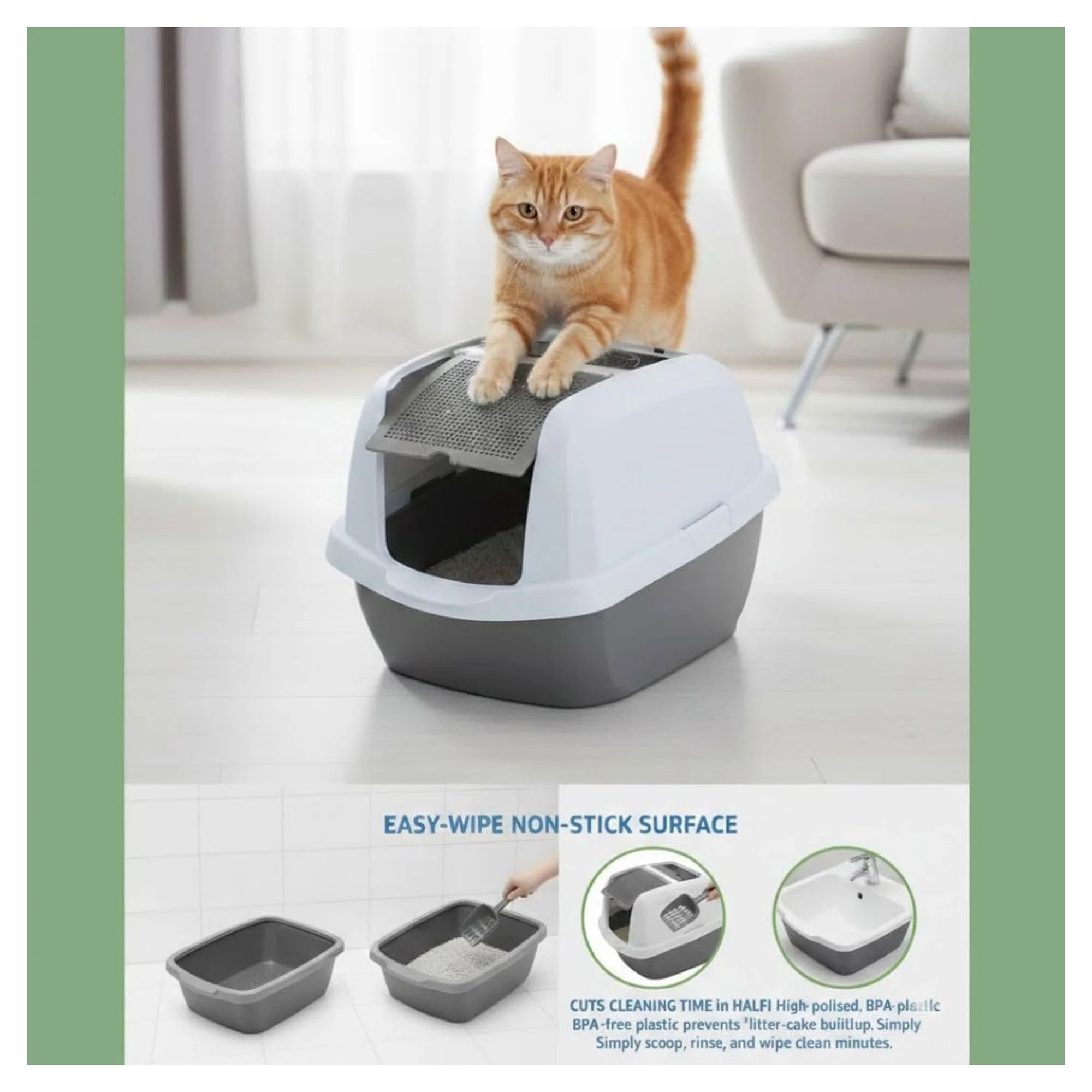 Imac Maddy Junior Bej-Beyaz Kapalı Kedi Tuvaleti 57x43x41 CM — Kedi Tuvalet Ürünleri, 1.6 kg — Görsel 3