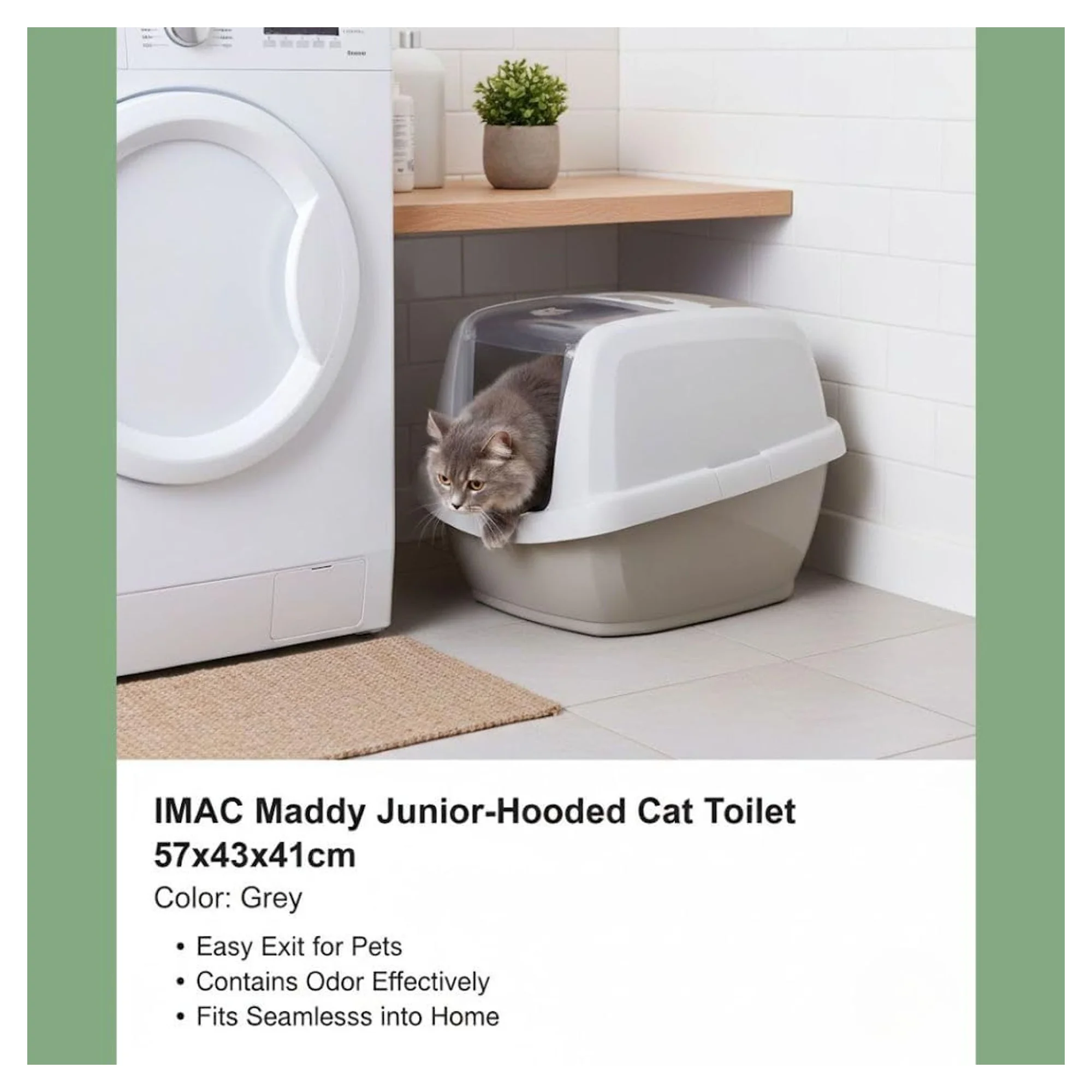 Imac Maddy Junior Bej-Beyaz Kapalı Kedi Tuvaleti 57x43x41 CM — Kedi Tuvalet Ürünleri, 1.6 kg — Görsel 5