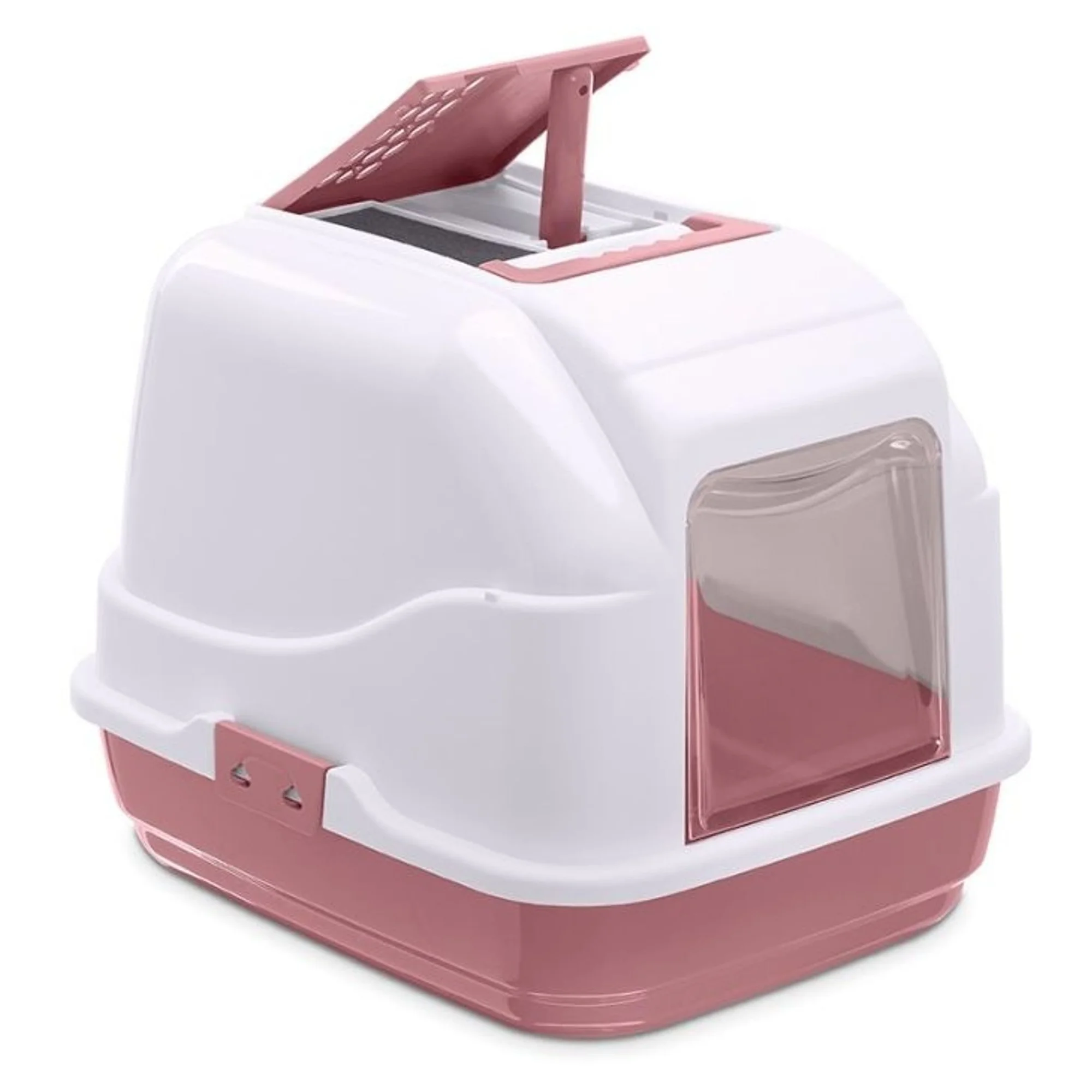 Imac Easy Cat Pembe/Beyaz Kapalı Kedi Tuvaleti 50x40x40 CM
