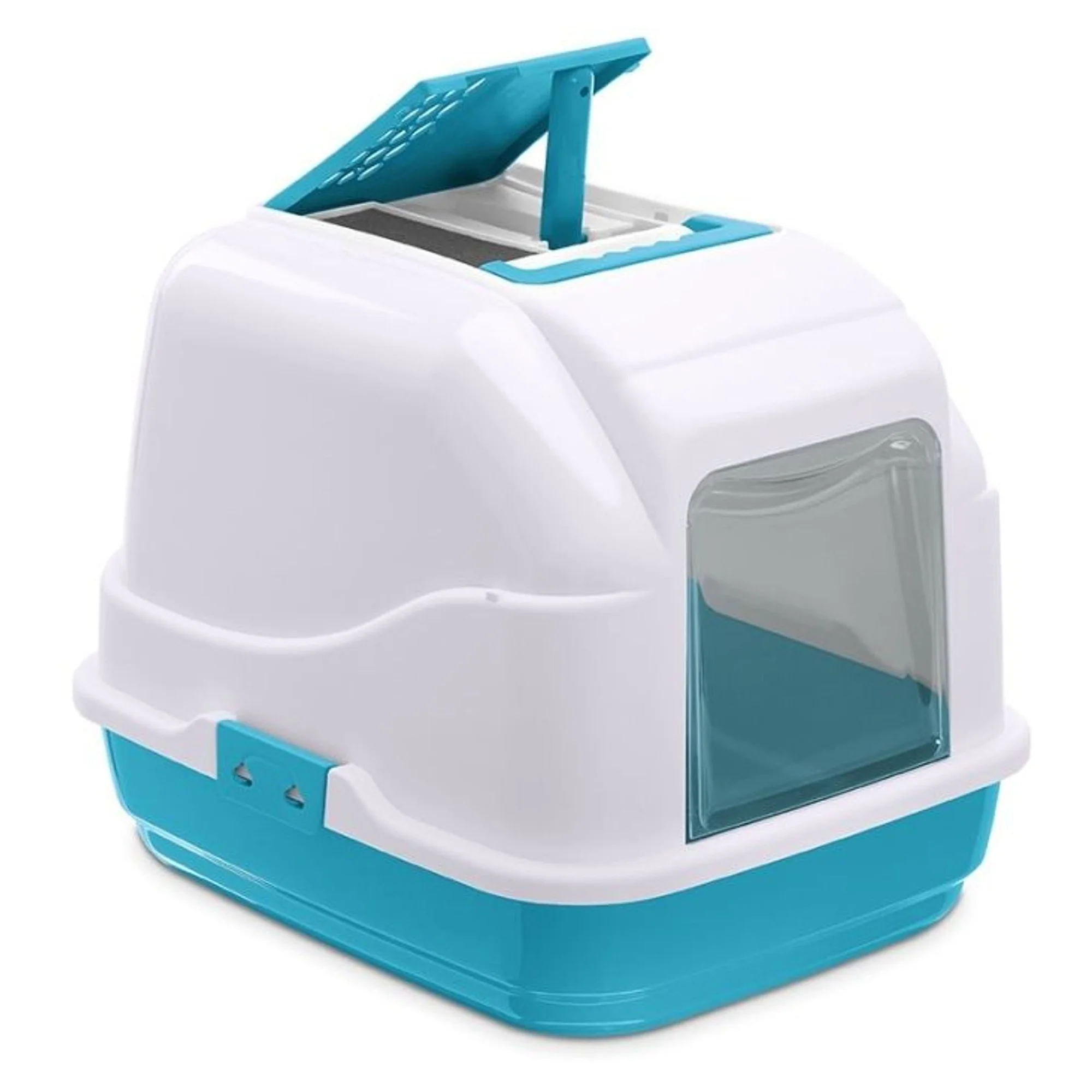 Imac Easy Cat Mavi/Beyaz Kapalı Kedi Tuvaleti 50x40x40 CM