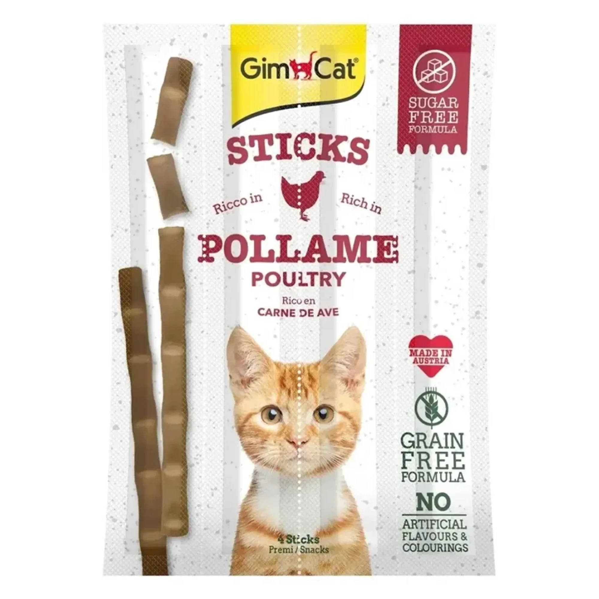 GimCat Sticks Tahılsız Kümes Hayvanı Etli Kedi Ödül Çubuğu 20 G