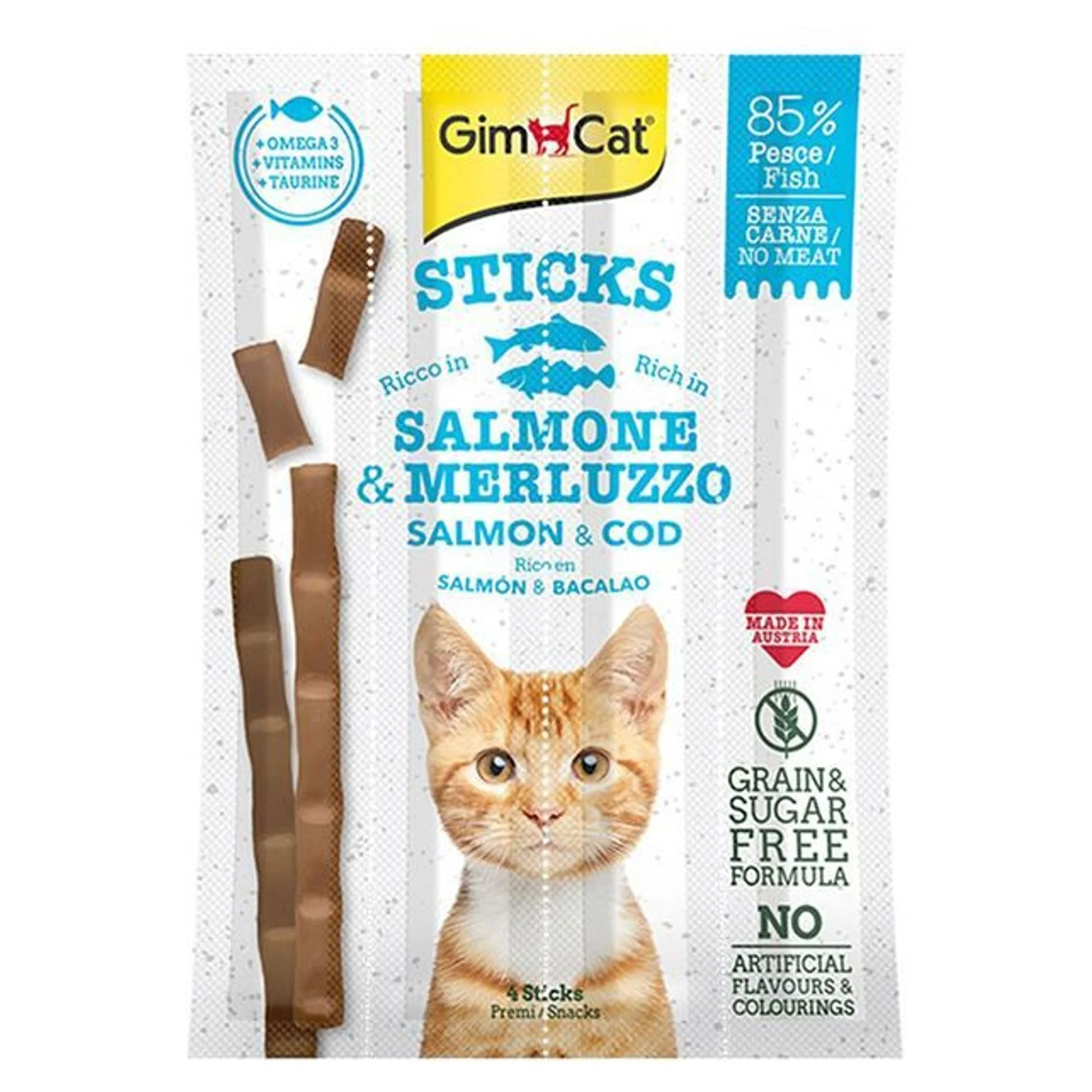 GimCat Sticks Morina Balıklı ve Somonlu Kedi Ödül Çubuğu 20 G