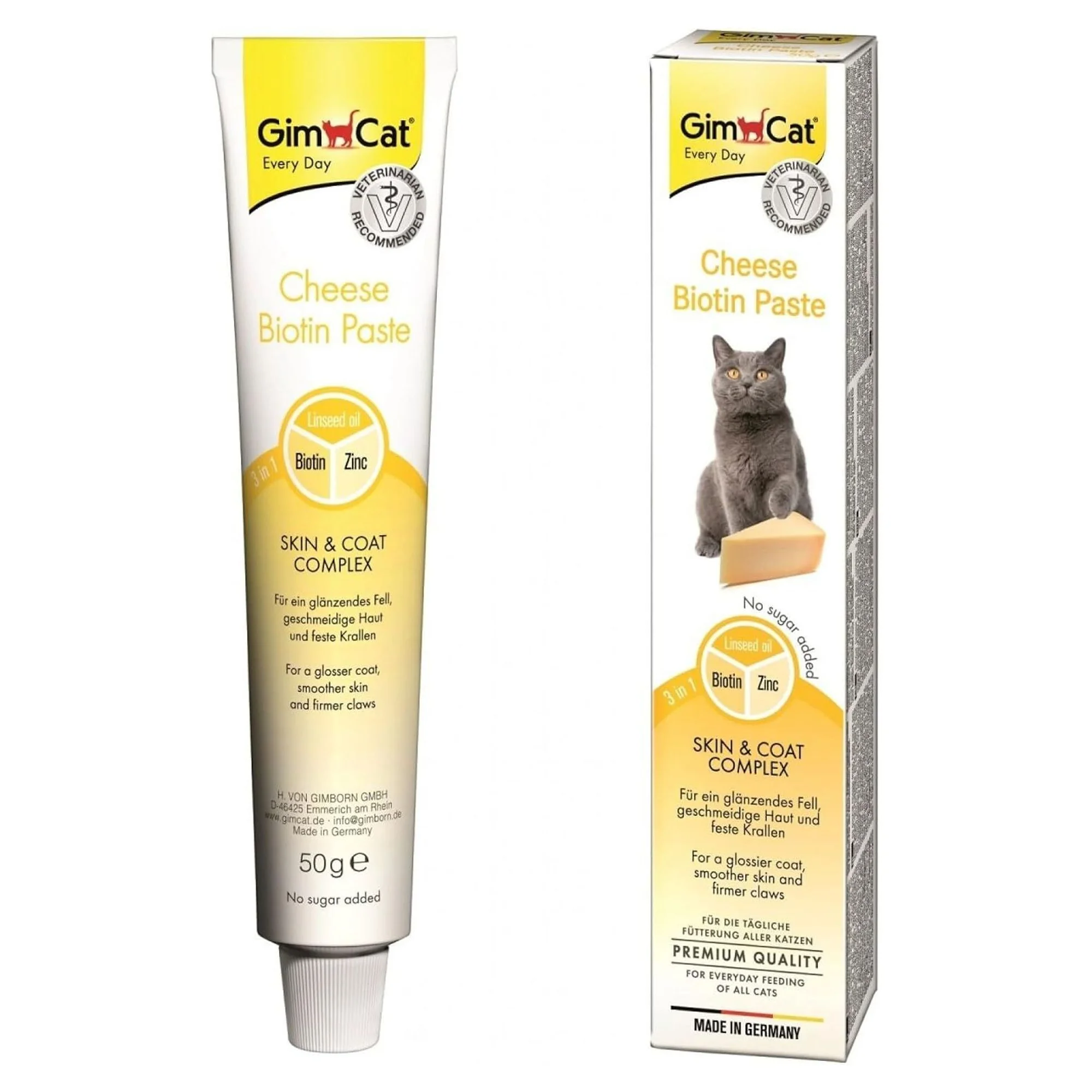 GimCat Deri ve Tüy Sağlığı için Peynirli Biyotin Kedi Macunu 50 G