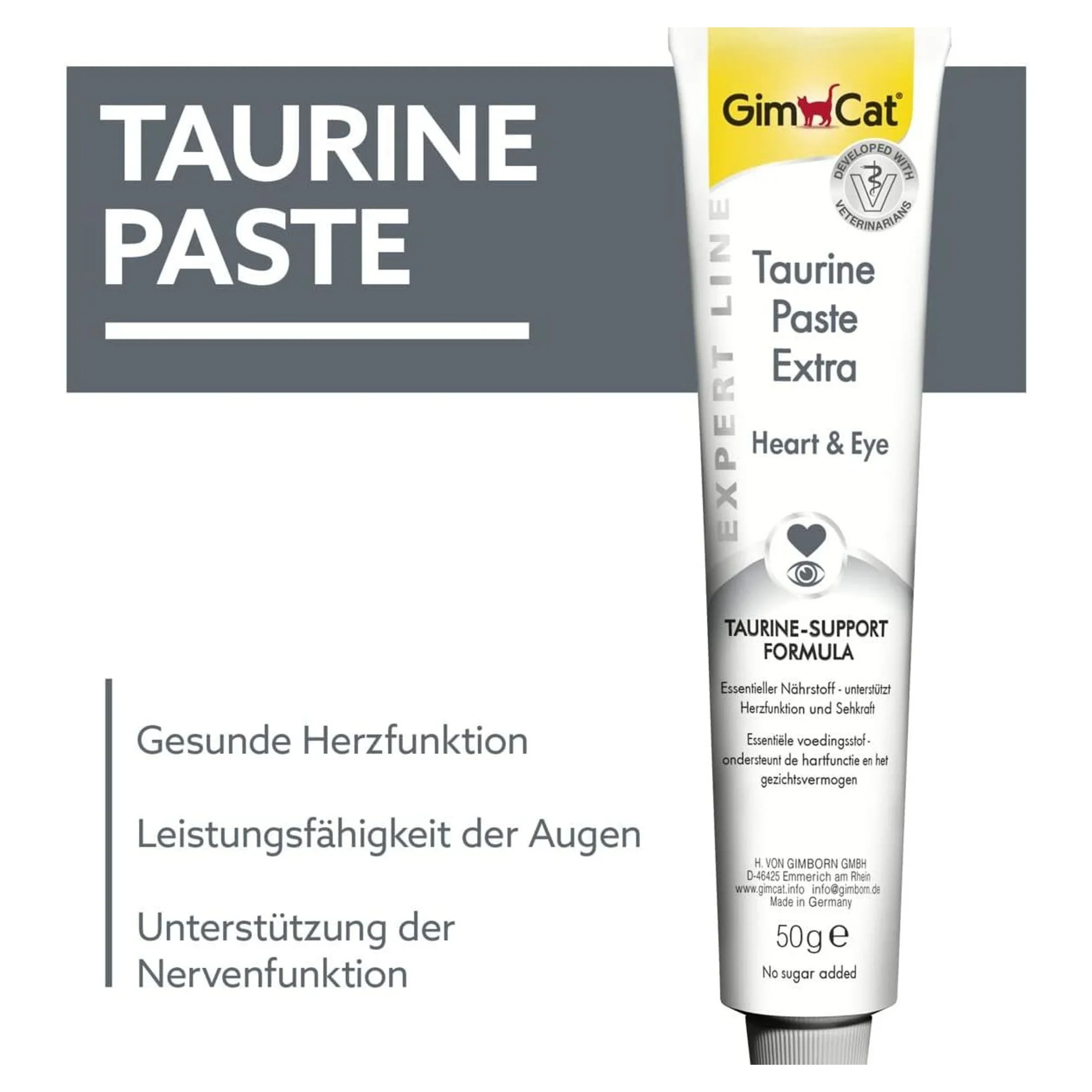 GimCat Kalp ve Göz Sağlığı Destekleyici Taurinli Kedi Macunu 50 G — Takviye ve Vitaminler, 65 g — Görsel 2