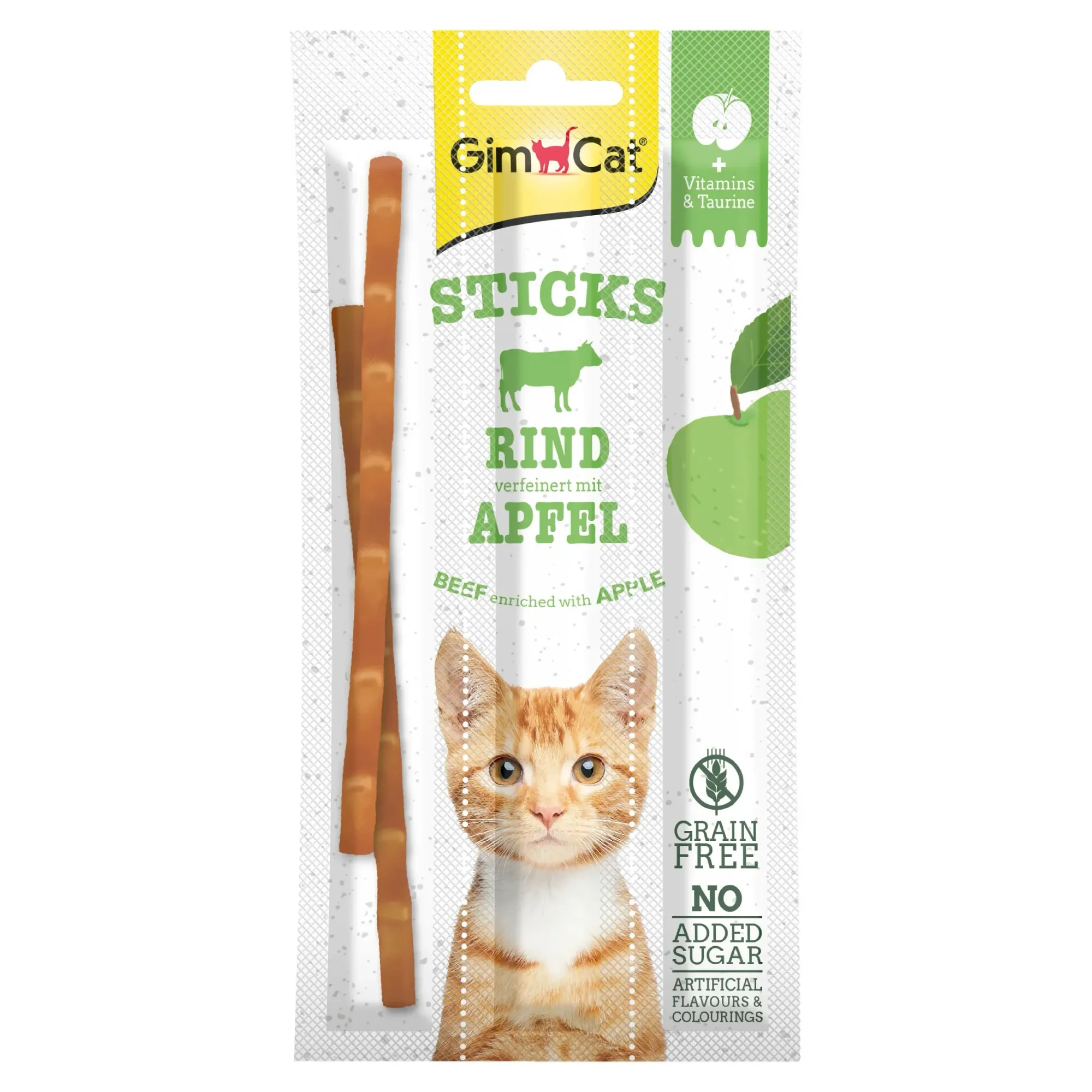 GimCat Sticks Sığır Etli & Elmalı Kedi Ödül Çubuğu 3x15 G