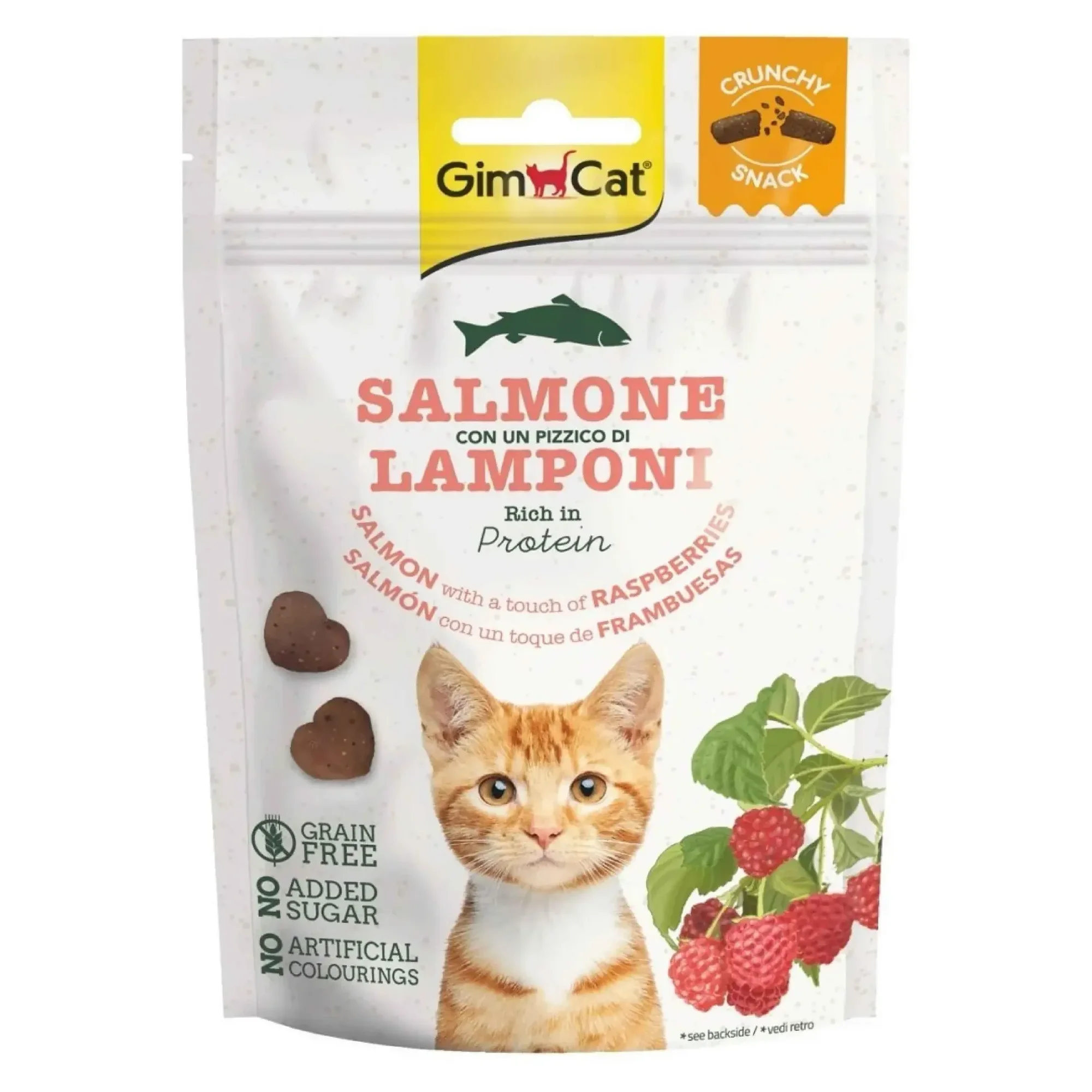 GimCat Crunchy Snacks Salmon & Raspberry Tahılsız Kedi Ödülü 50 G