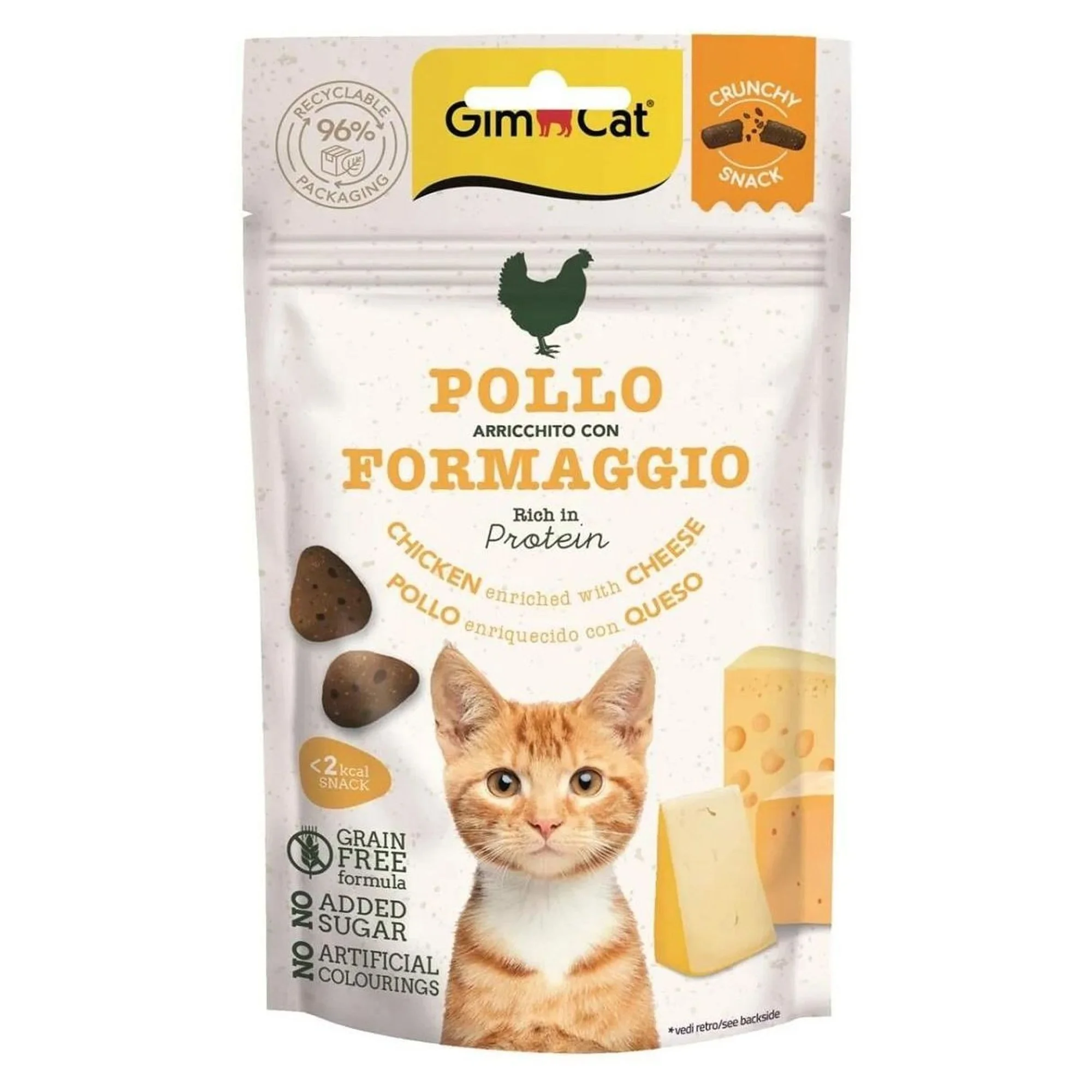 Gimcat Crunchy Snacks Tavuklu & Peynirli Tahılsız Kedi Ödülü 50 G