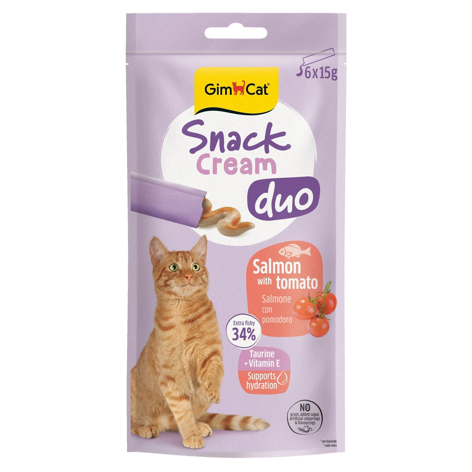 GimDog GimCat Snack Cream Duo Somonlu ve Domatesli Kedi Ödül Maması 6x15 G