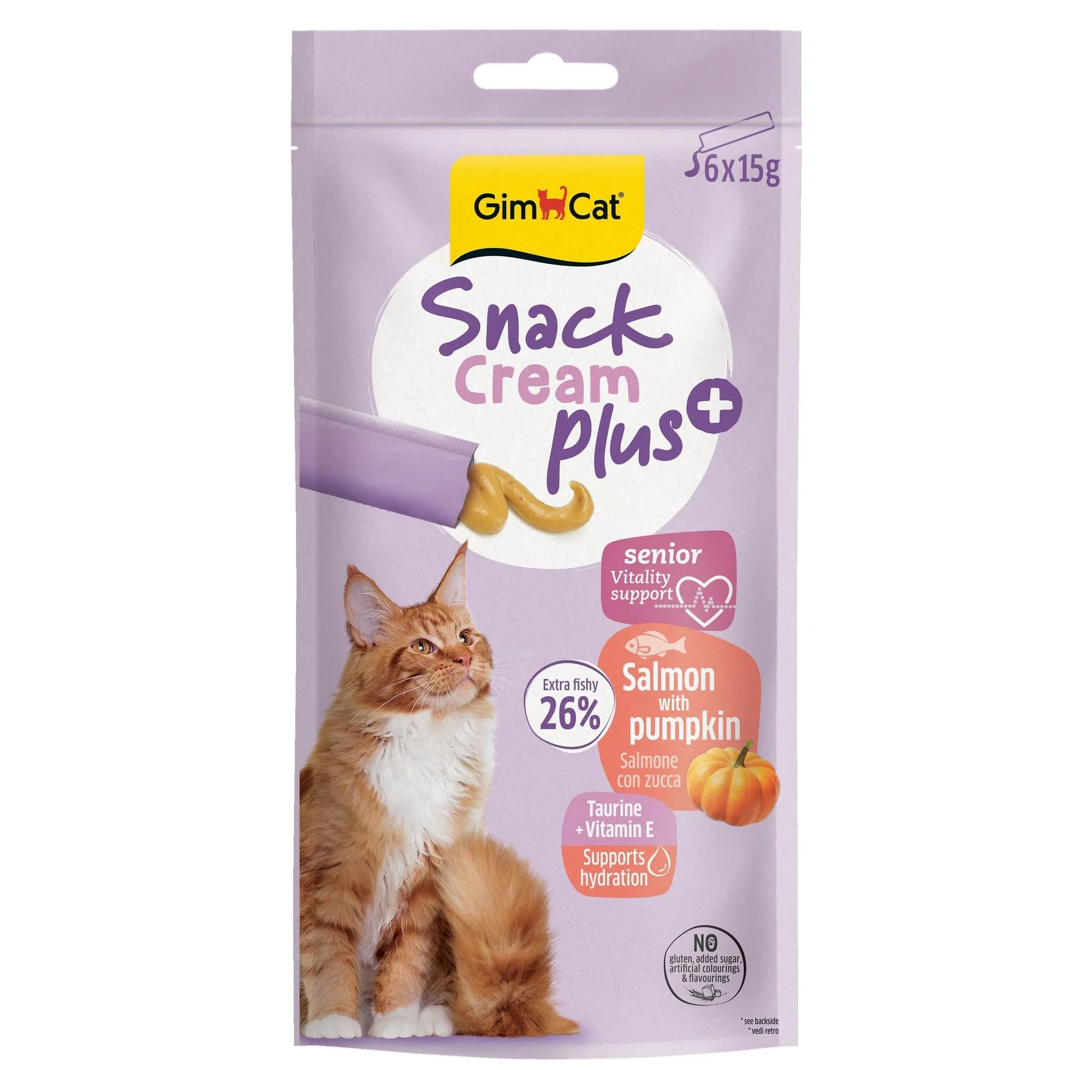 Gimcat Snack Cream Senior Somonlu ve Balkabaklı Kedi Ödül Maması 6x15 G