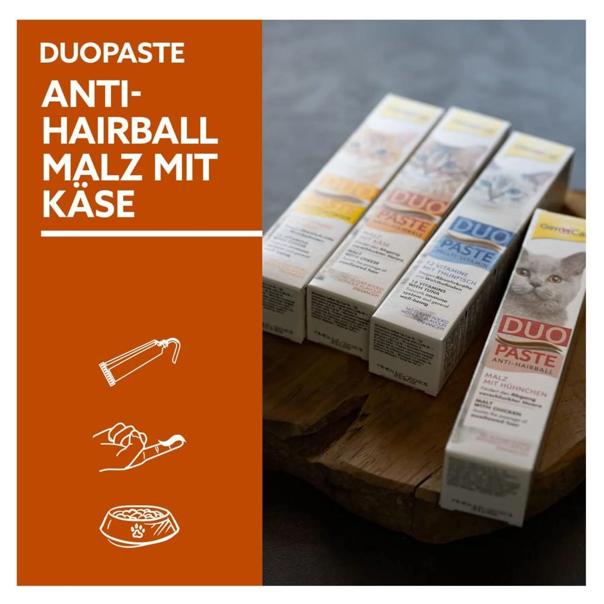 GimCat GimCat Duo Anti-Hairball Tüy Sağlığı için Peynirli Kedi Macunu 50 G — Takviye ve Vitaminler, 55 g — Görsel 5