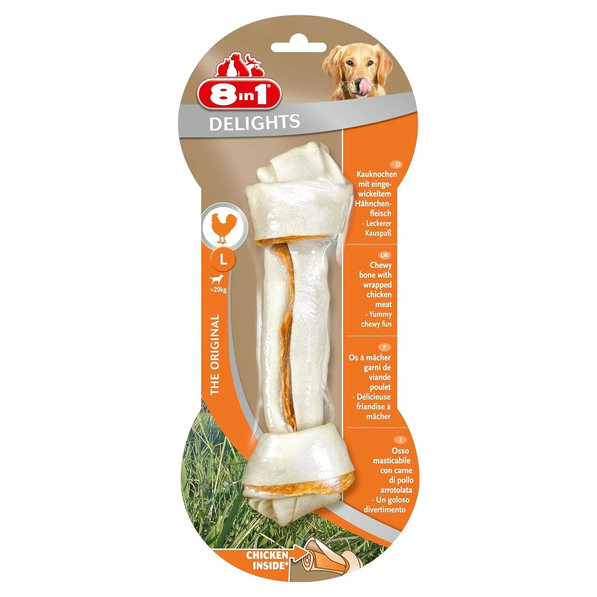 8in1 Delights Bones Tavuklu Köpek Ödül Kemiği L 85 G