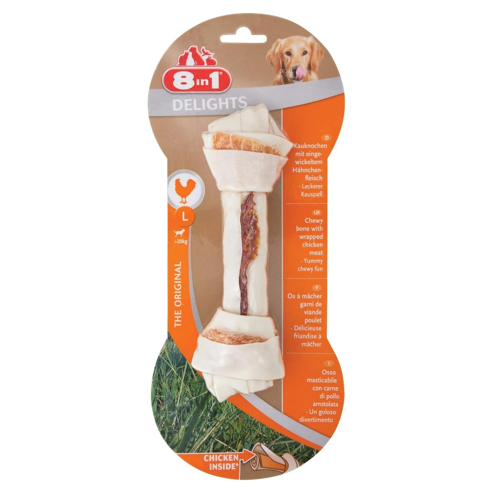 8in1 Delights Bones Tavuklu Köpek Ödül Kemiği L 85 G