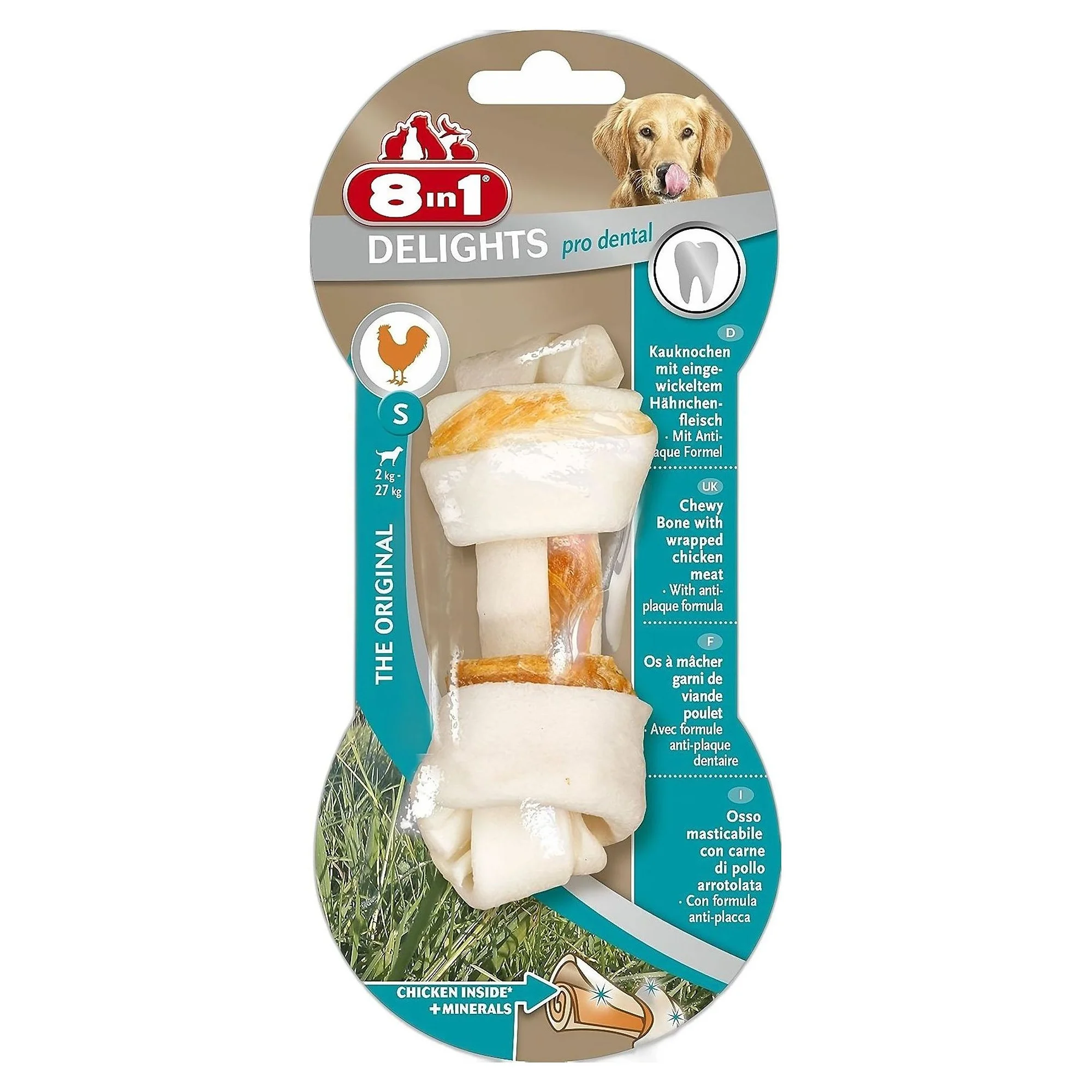 8IN1 8in1 Delights Tavuklu Düğümlü Tartar Oluşumunu Engelleyen Köpek Ödül Kemiği 10CM 35 G