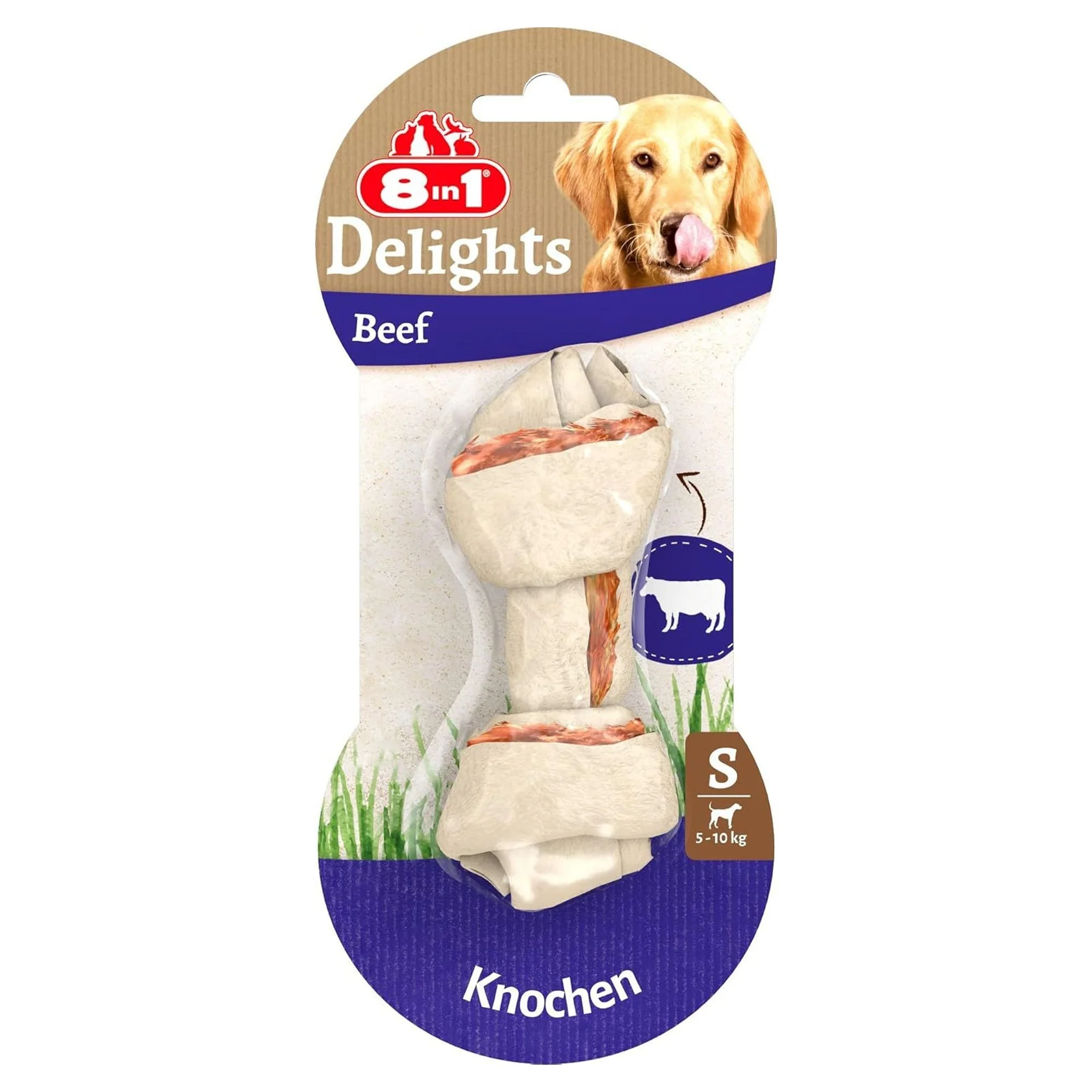 8in1 Delights Bones Biftekli Düğümlü Tartar Oluşumunu Önleyen Small Köpek Kemiği 10CM 35 G